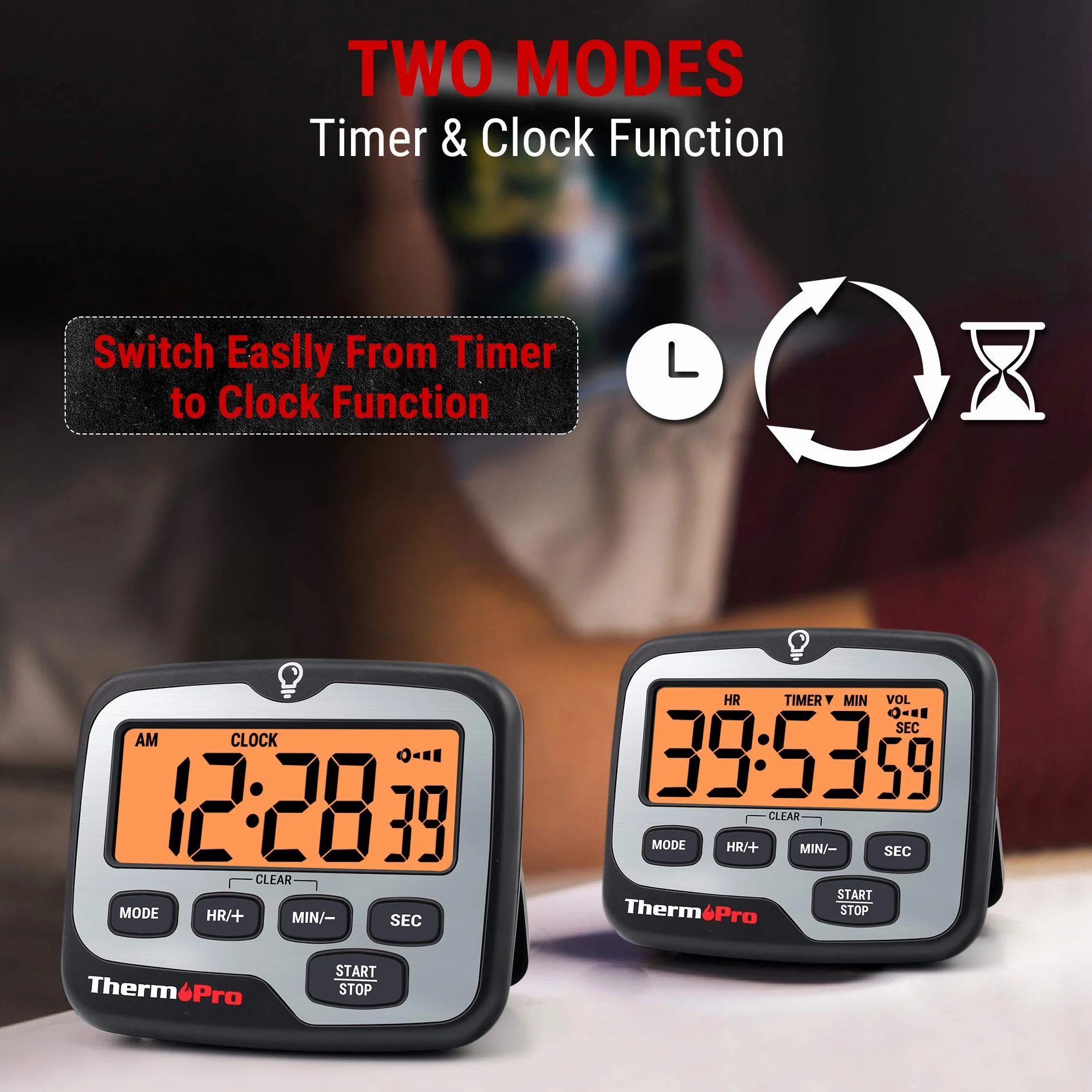 ThermoPro TM01 cyfrowy timer kuchenny z dużym wyświetlaczem LCD głośny alarm