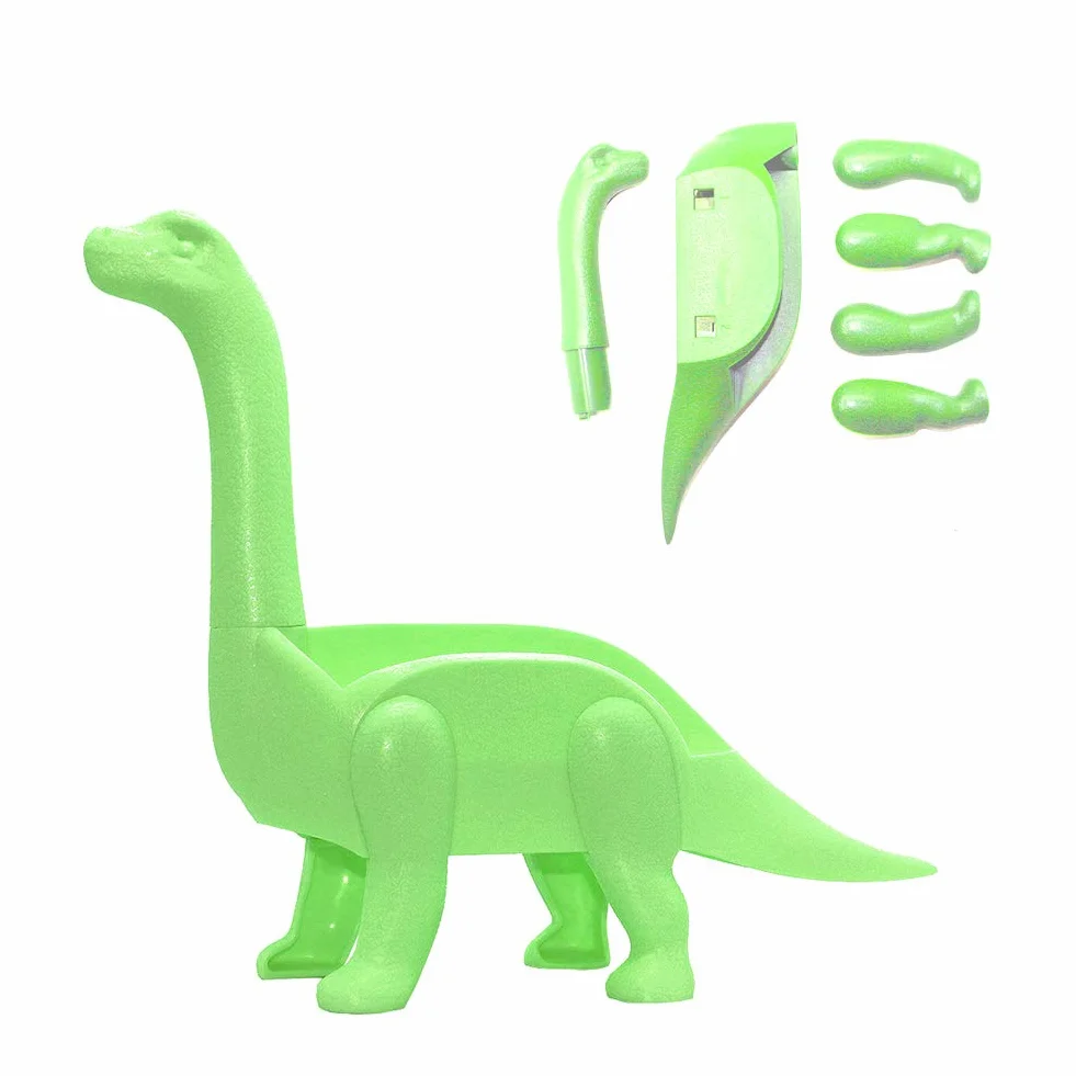 Plastikowy stojak na taco w kształcie dinozaura, długi, do serwowania jedzenia, jasnozielony