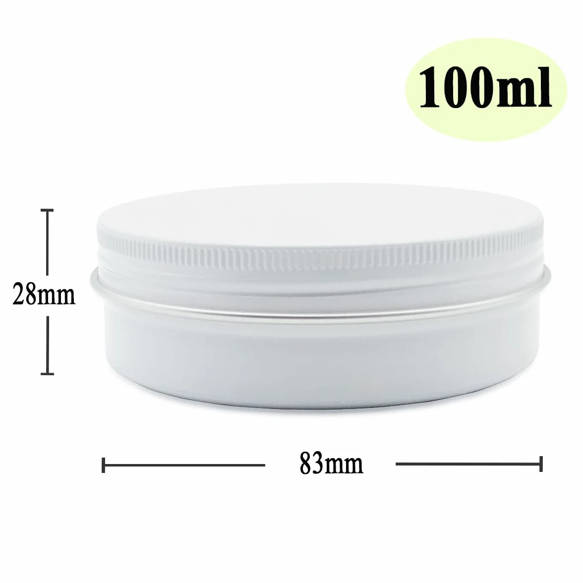 Aluminiowe puszki 100 ml, 100 g, pusty podróżny pojemnik na próbki kosmetyczne z zakrętką, 100 g białych metalowych puszek do majsterkowania, balsamów do ust, kremu do twarzy, świec, herbaty