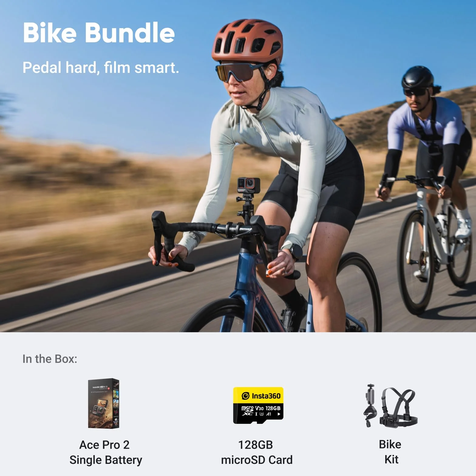 Insta360 Ace Pro zestaw 2 rowerów – wodoodporna kamera sportowa 8K współpracuje z Leica, czujnikiem 1/3.3 cm, podwójnym chipem AI, wiodącym słabym oświetleniem, doskonałym dźwiękiem, ekranem z klapką