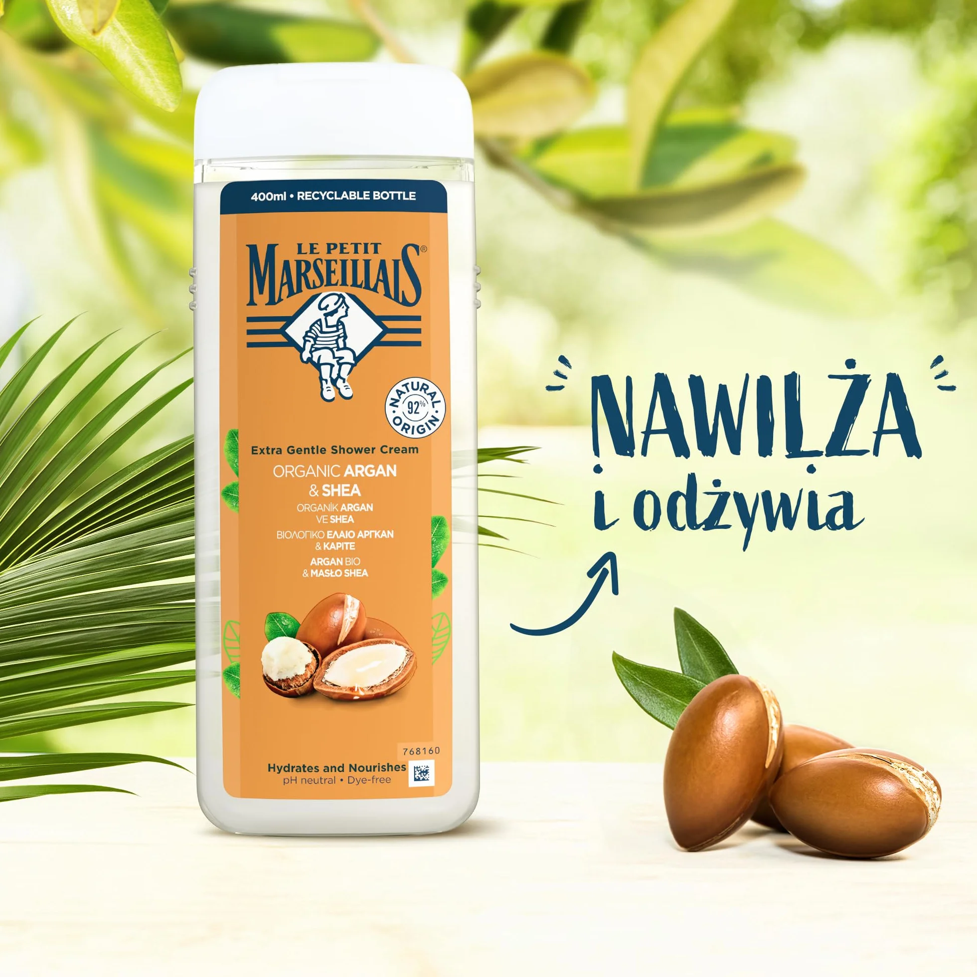Le Petit Marseillais Kremowy żel pod prysznic Olej arganowy & Masło Shea 400 ml – aksamitna, kremowa pielęgnacja, egzotyczny zapach