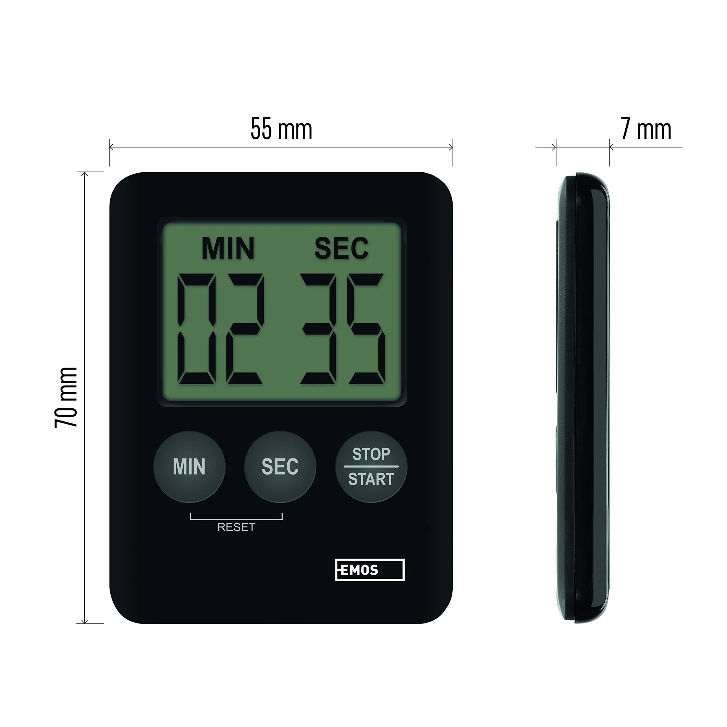 Emos Cyfrowy Minutnik Kuchenny, Czarny, 7 × 55 × 70 mm