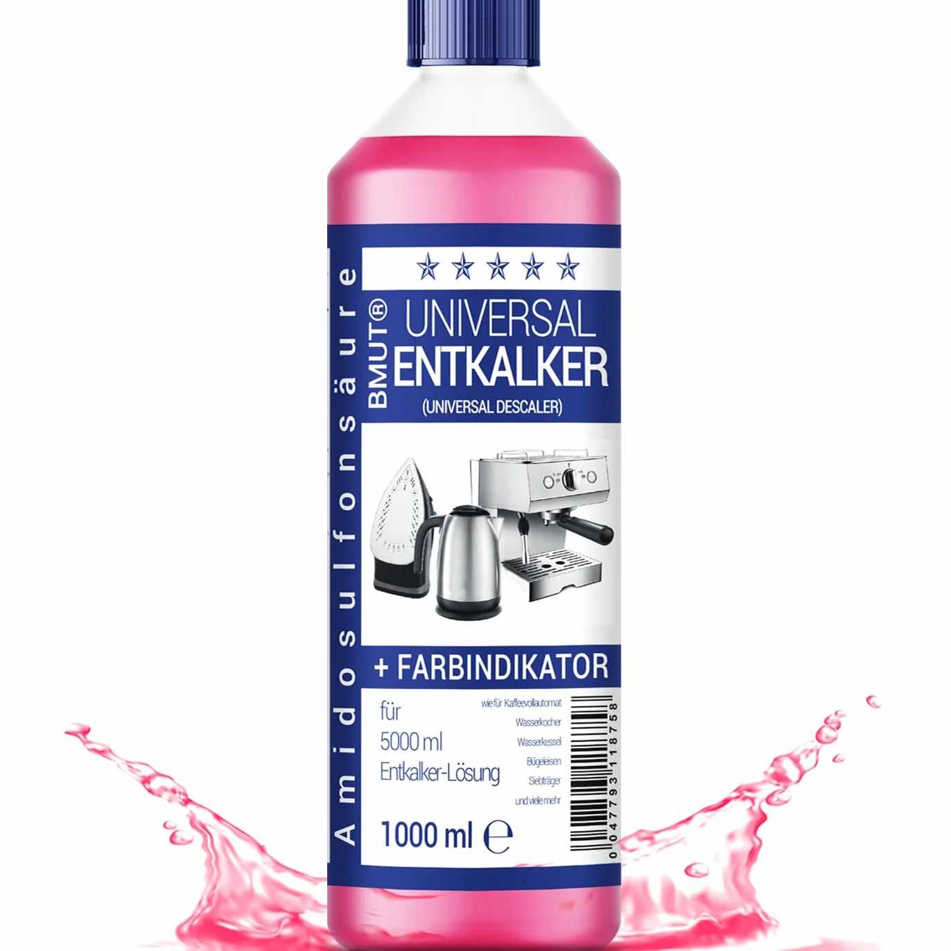 Uniwersalny odkamieniacz 1000 ml do ekspresu do kawy i ekspresu do kawy – na 8 odkamieniania po 125 ml (1 x 1000 ml)