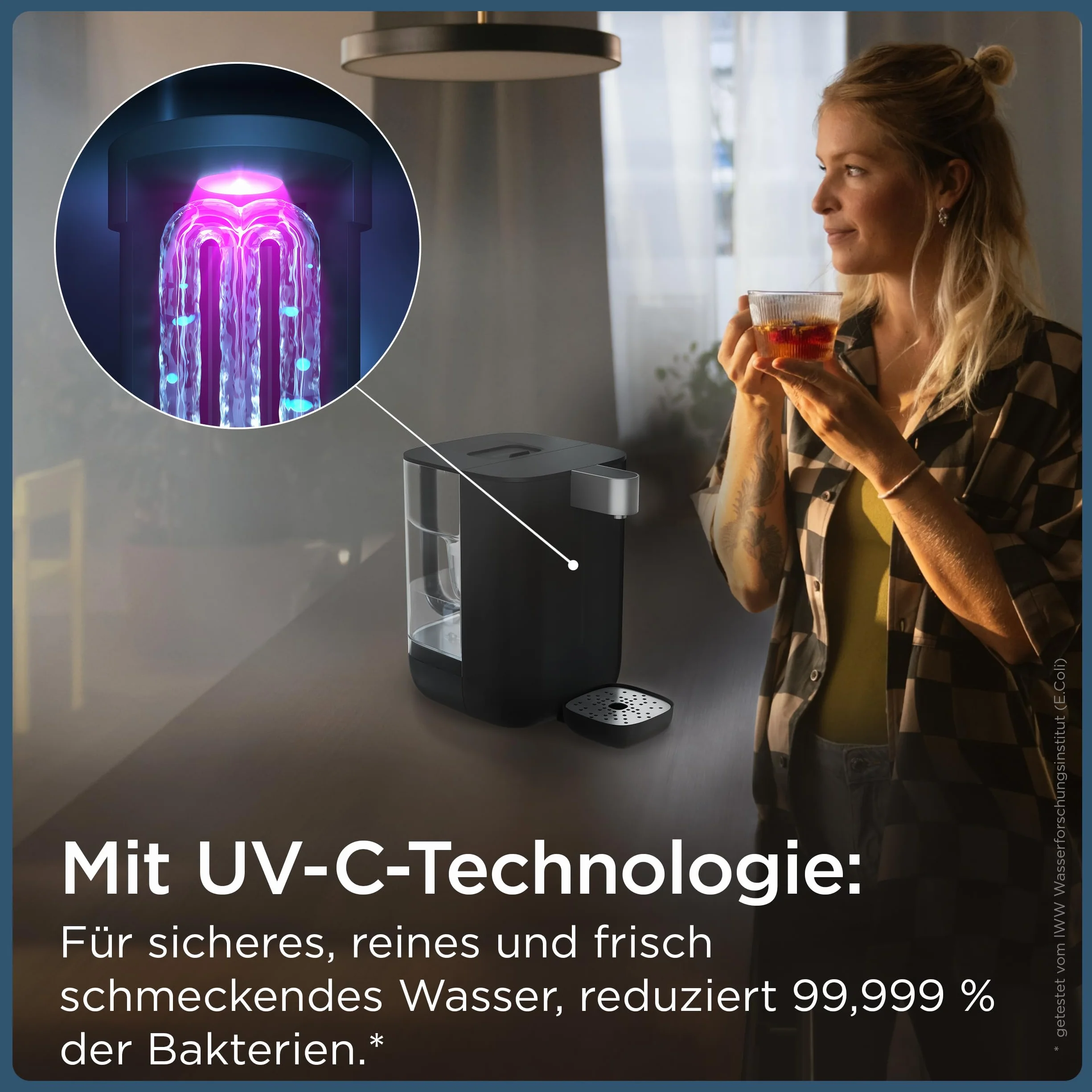 BRITA Cube Fitlrée Dozownik wody (4,0 l), różne temperatury i rozmiary wstępnie zarejestrowanych pojemników, technologia UV-C i filtr wody MAXTRA PRO Expert Anti-Scale w zestawie