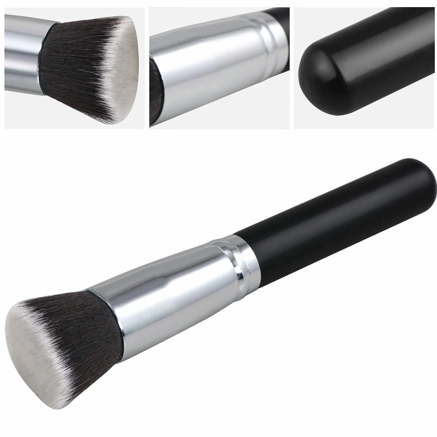 TRIXES Pędzel do podkładu – płaski pędzel Kabuki Brush Blender – kompletne zastosowanie do korektora, pudru, kremu i płynnego makijażu – gęste, premium syntetyczne włókna do polerowania i nakładania