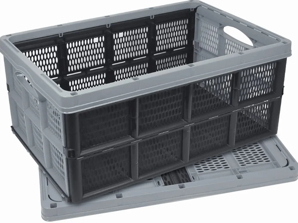 COM-FOUR® Skladana skrzynka z wpuszczanym uchwytem 32 litry 50,5x33x22cm szary