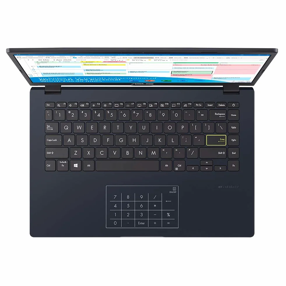 ASUS E510M Laptop gamingowy z MS Office 2024 Lifetime (Intel Celeron N4020, 4GB RAM, 128GB eMMC, Win 11)