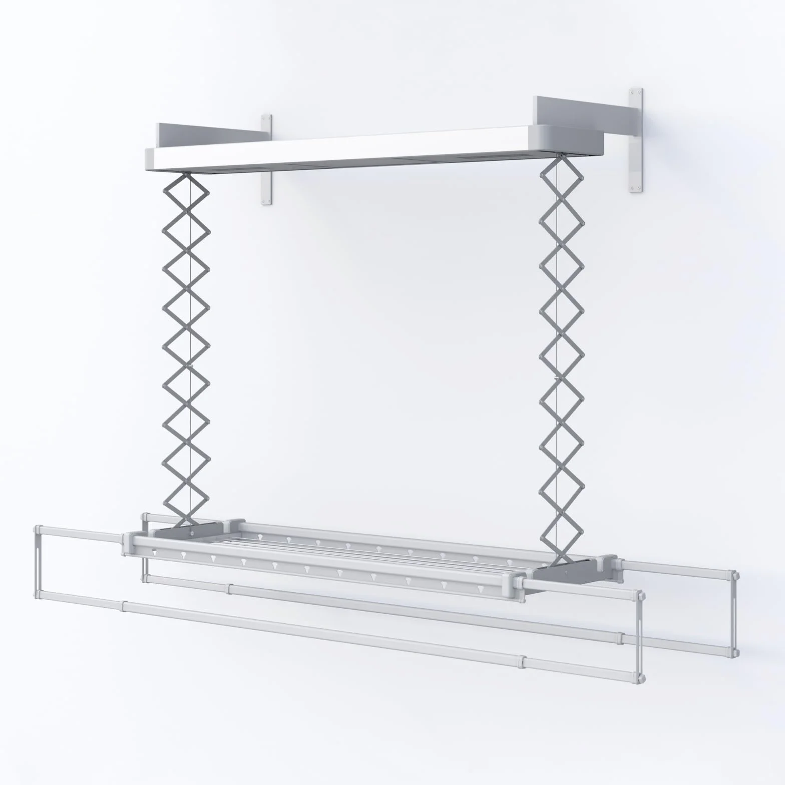 foxydry Pro suszarka sufitowa podgrzewana na pranie, aluminiowa i stalowa suszarka do bielizny z gorącą wentylacją (ze ściany, 160 cm)