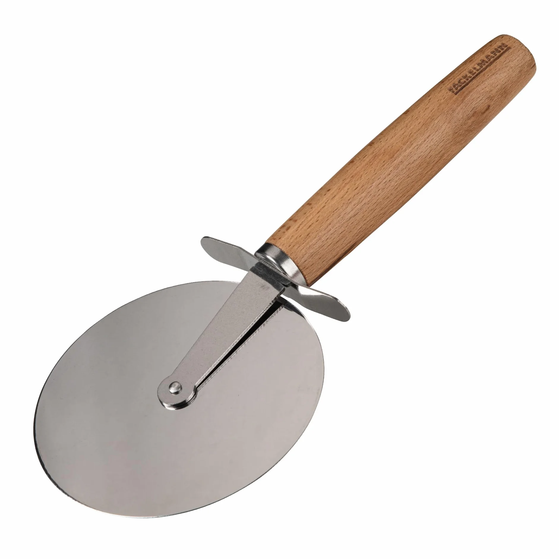 Fackelmann Nóż do pizzy XXL do pizzy i tart – koło do pizzy z ostrym ostrzem ze stali nierdzewnej – wałek do pizzy z ergonomicznym uchwytem z drewna bukowego – ok. 23 cm