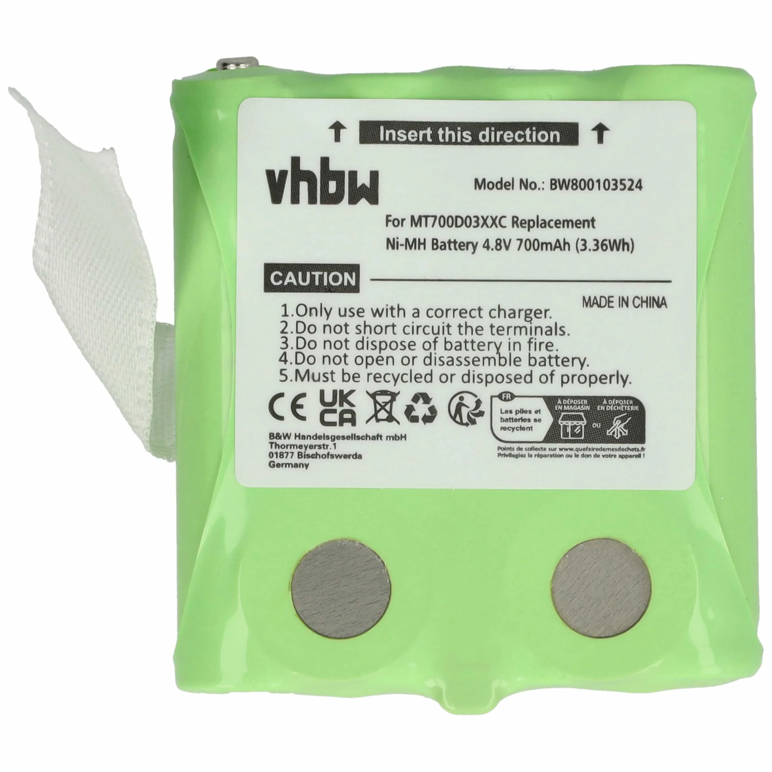 vhbw Akumulator kompatybilny z DeTeWe Outdoor PMR 8000, Simvalley WT-100 krótkofalówka, Walkie Talkie (700 mAh, 4,8 V, NiMH)
