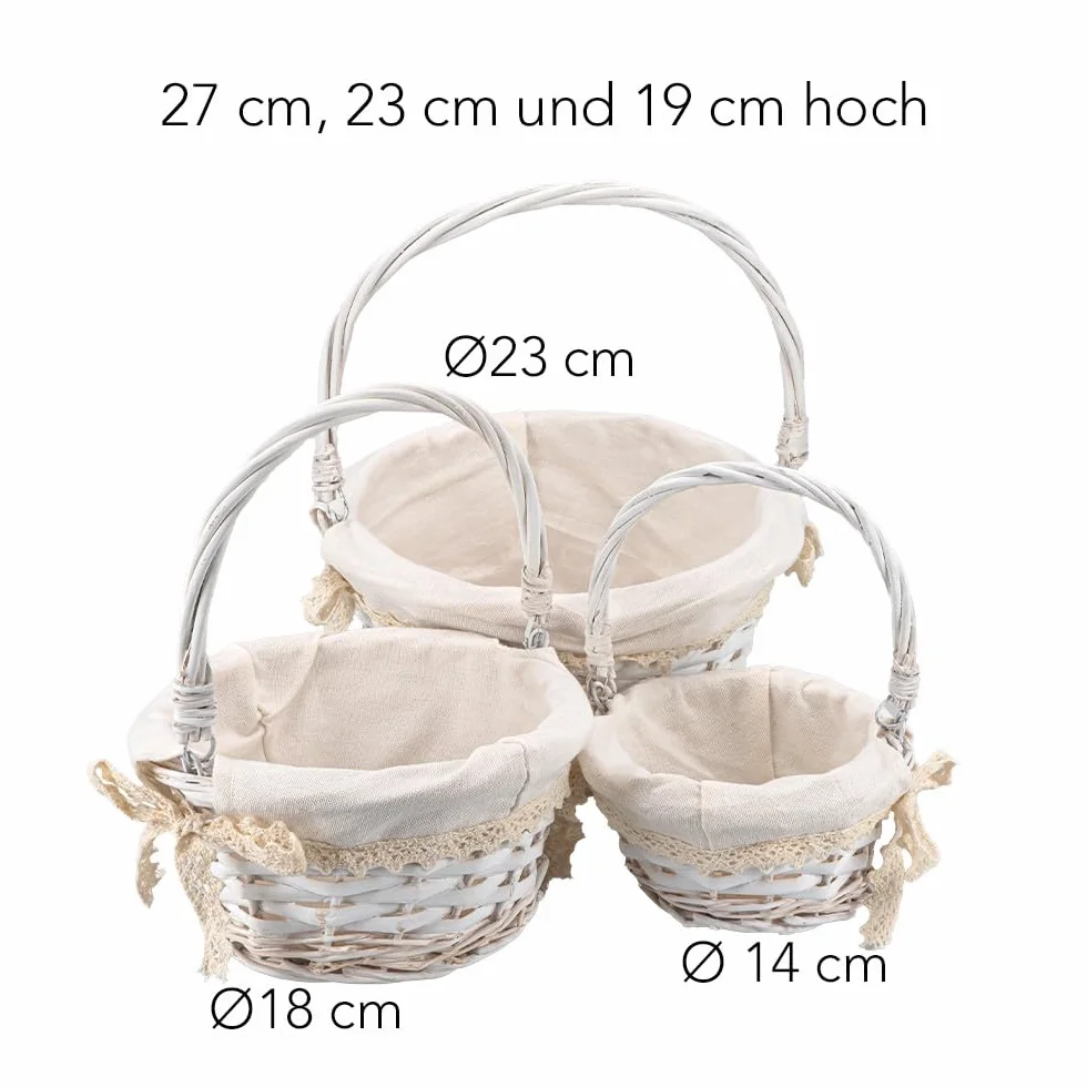 Kosze wiklinowe shabby chic drewniany kosz z tkaniną na kwiaty 3 rozmiary biały