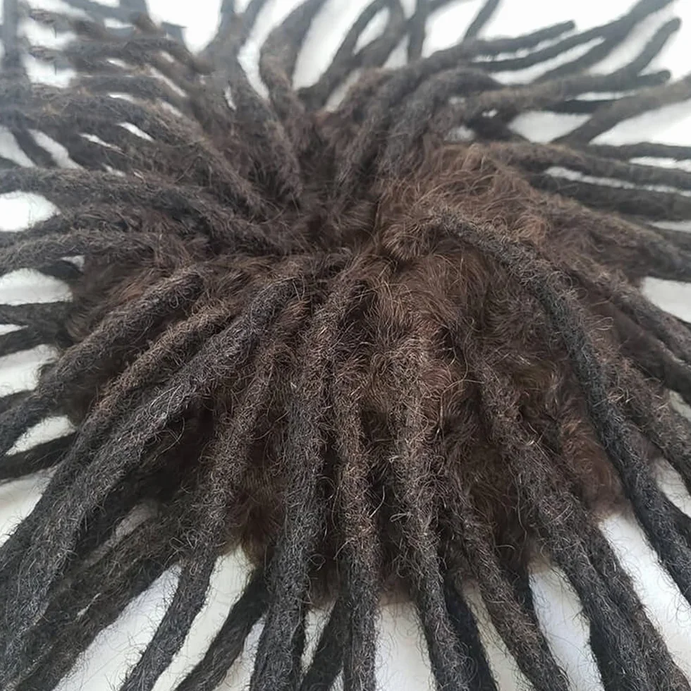 Mężczyźni Dredy podwójne węzły skóra afro peruka męska włosy ludzkie locs warkocze męskie Fryzura(2,6x8)