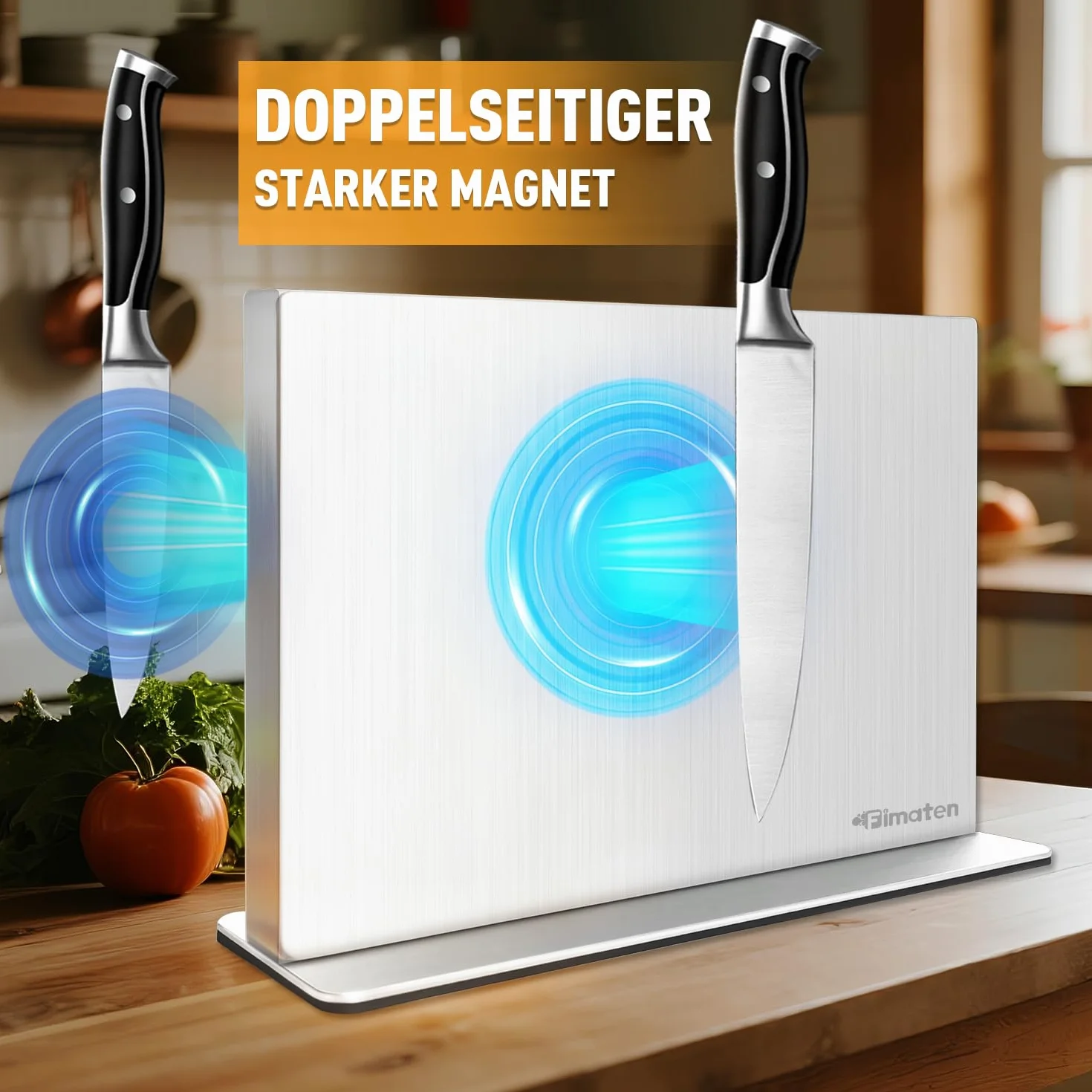 Magnetyczny blok na noże ze stali nierdzewnej dwustronny uchwyt na noże kuchenne