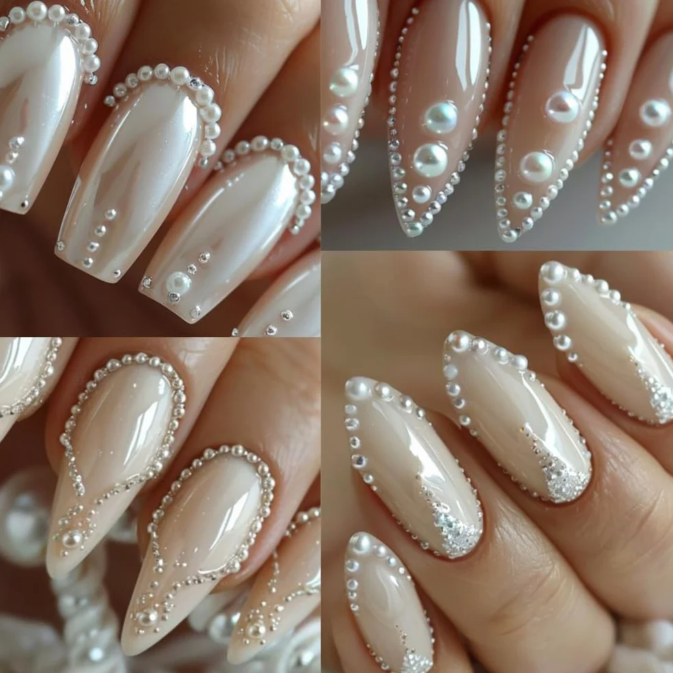 Nail Art koraliki do paznokci, mikro-kawior do paznokci, 2/3/4/5/6/8/10 mm, półokrągłe, białe, beżowe, mini paznokcie, perełki, dekoracja do paznokci