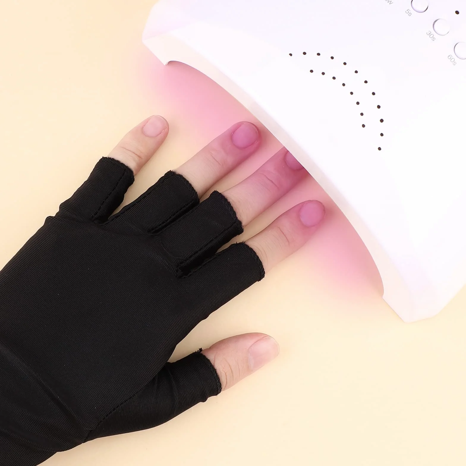 Rekawiczki do Lampy Zelowej do Paznokci, Rekawiczki pól Palca Rekawice Ochronne na Palce Artykuly do Manicure do Manicure Zelowego Zajecia na Swiezym Powietrzu (Czarny)