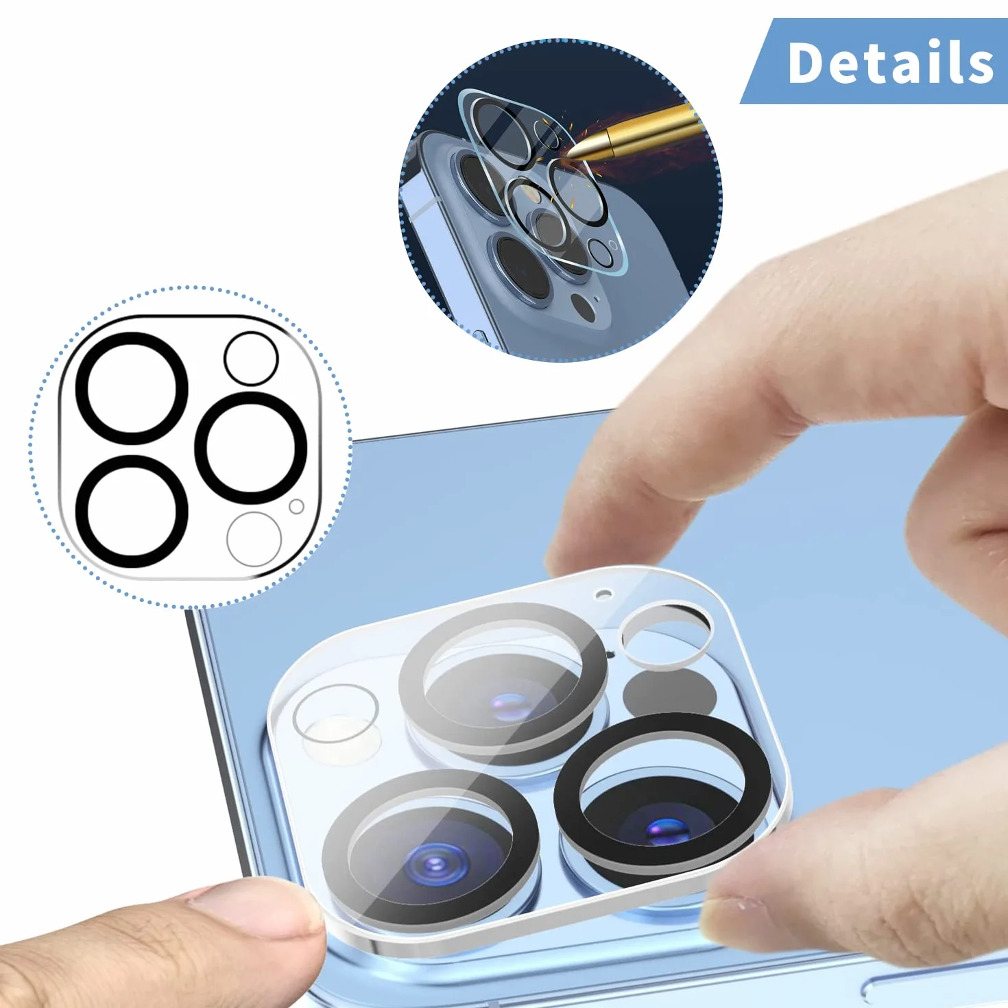 3 sztuki szkło ochronne do aparatu kompatybilne z iPhone 13 Pro/iPhone 13 Pro Max ochrona aparatu [szybka instalacja 10S] odporne na zarysowania, twardość 9H, przezroczyste HD, pełna ochrona