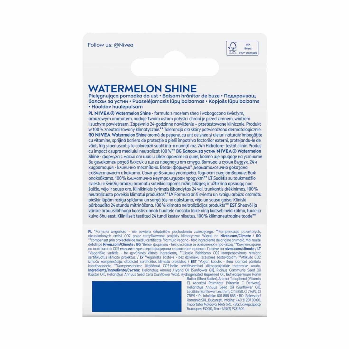 NIVEA Pielęgnująca pomadka do ust Watermelon Shine, 4,8 g
