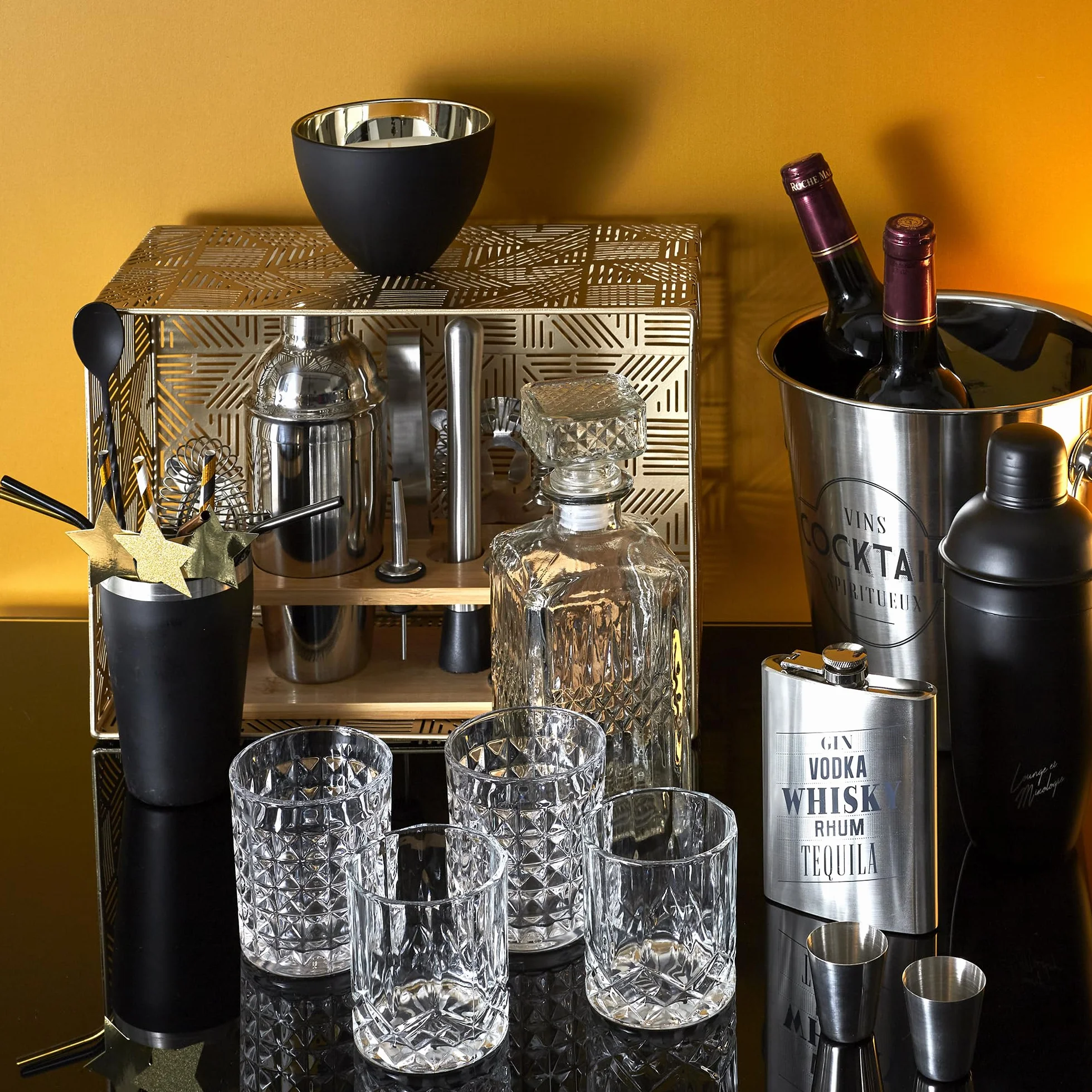 Saveur & D Gustation Botella Zestaw do Whisky, Szkło, Przezroczysty, 5 Elementów