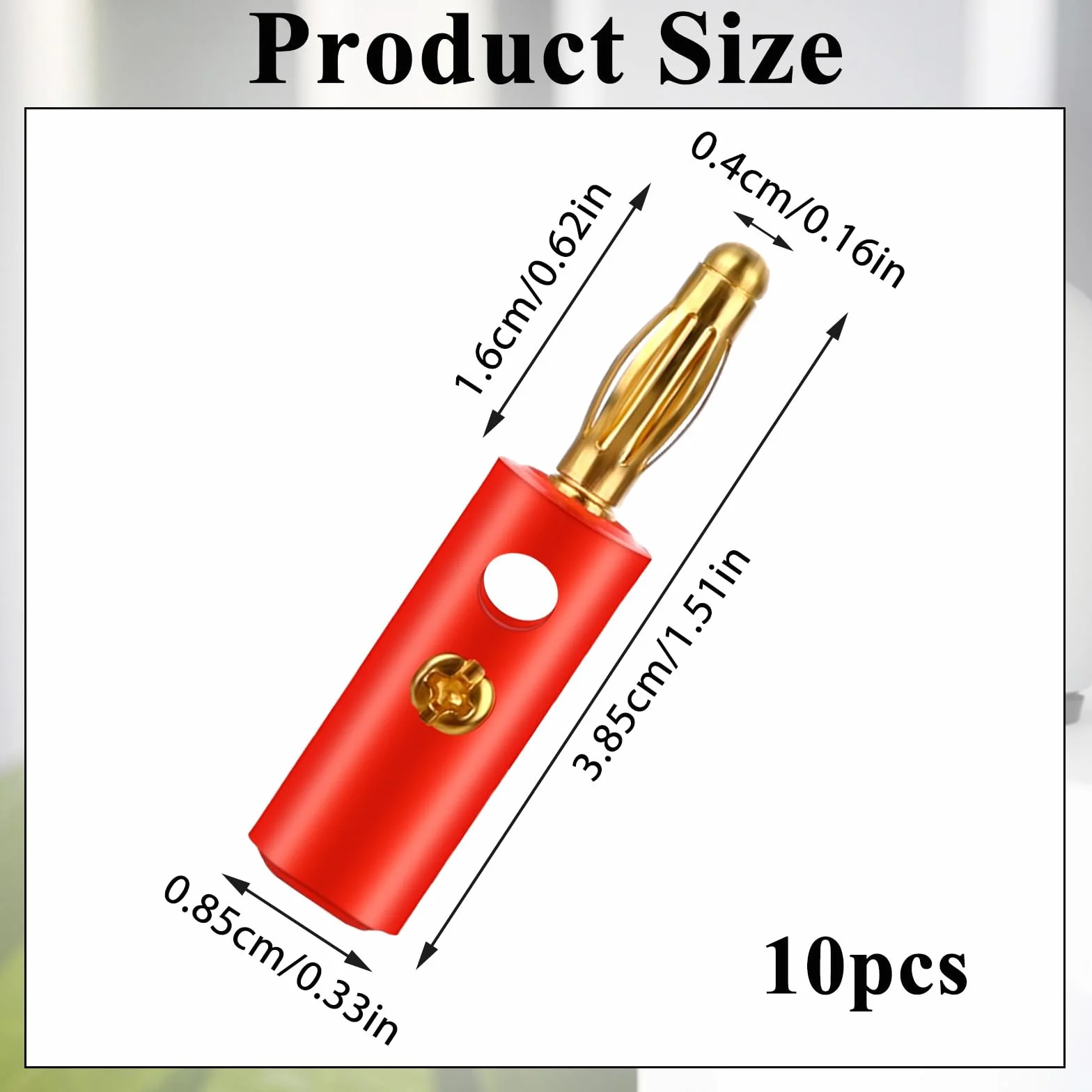 cobee Wtyk bananowy 4 mm, 10 szt. 4 mm głośnik wtyczka bananowa wtyczka bananowa wtyczka do głośnika przewód pozłacany przewód wtyk bananowy (złoty)