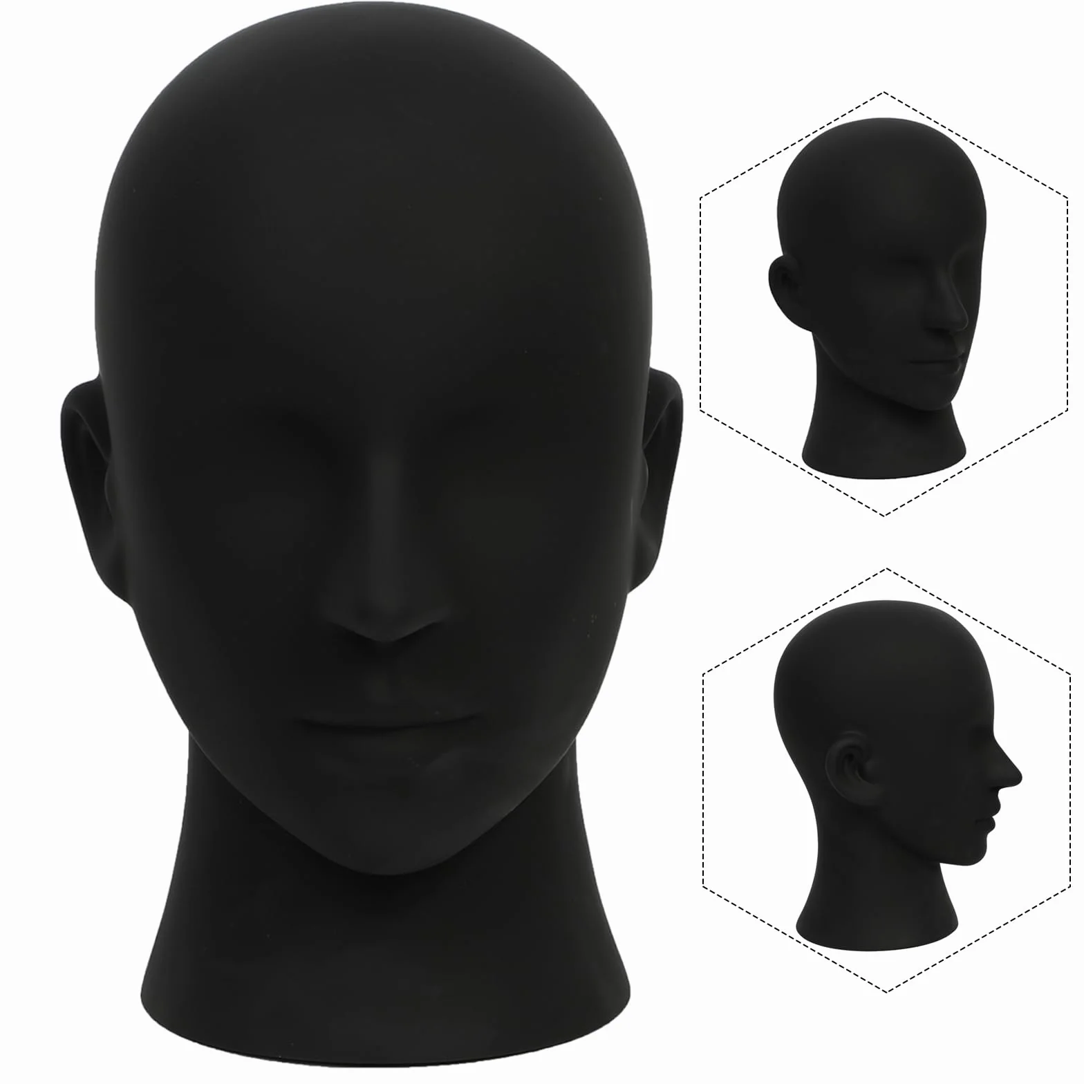 Głowa manekina błyszcząca profesjonalna głowa PVC męska-dorosła manekina wyświetlacz głowy do okularów,kapelusz,konsola do gier,peruki,słuchawki (Matte black)