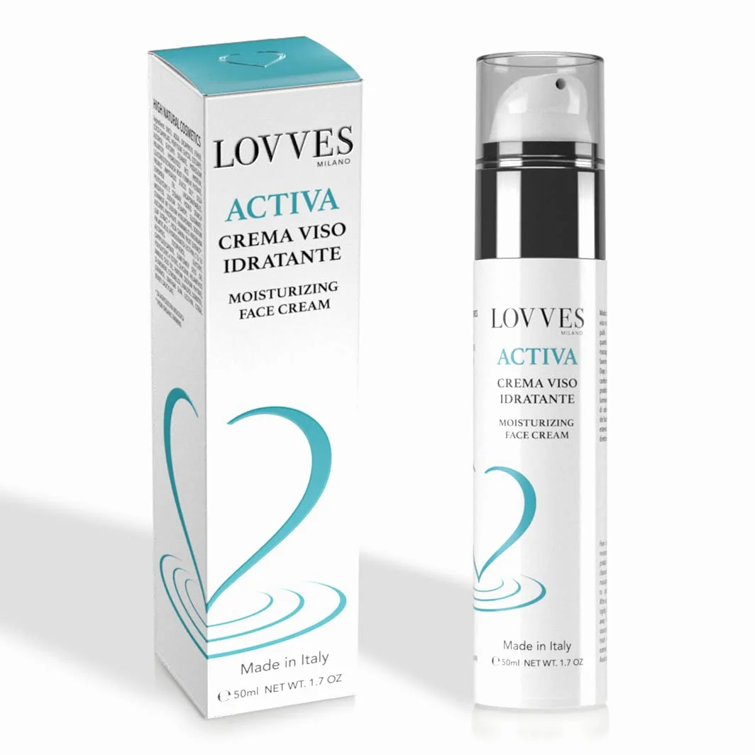 LOVVES Activa Nawilżający krem do twarzy, wysoki naturalny kosmetyk, odżywczy, odżywczy, z kwasem hialuronowym 3 masy cząsteczkowe, nadaje skórze elastyczność i jasność, butelka Airless 50 ml
