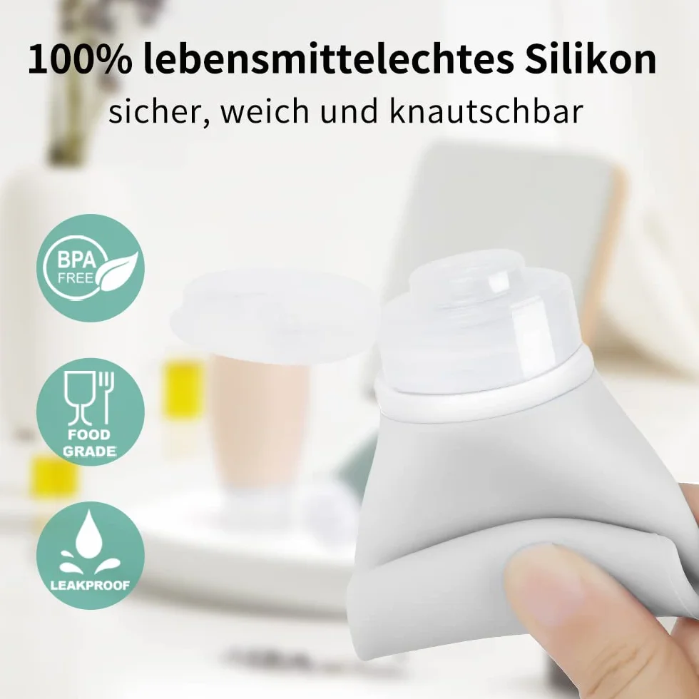 Opret Zestaw silikonowych butelek podróżnych, 100 ml, 3 sztuki, szczelne, do wielokrotnego napełniania, przenośne pojemniki do szamponu, kremów, odżywki, nie zawierają BPA i posiadają certyfikat TSA