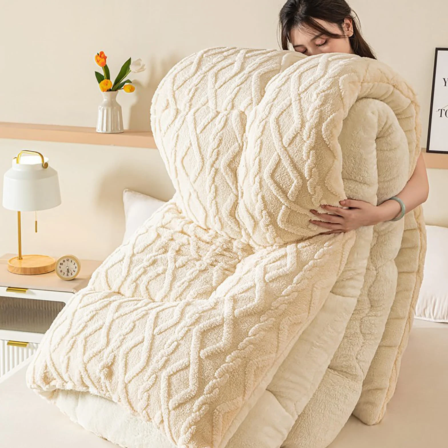 Koc zimowy z hibiskusa 150x200cm 3kg Beige