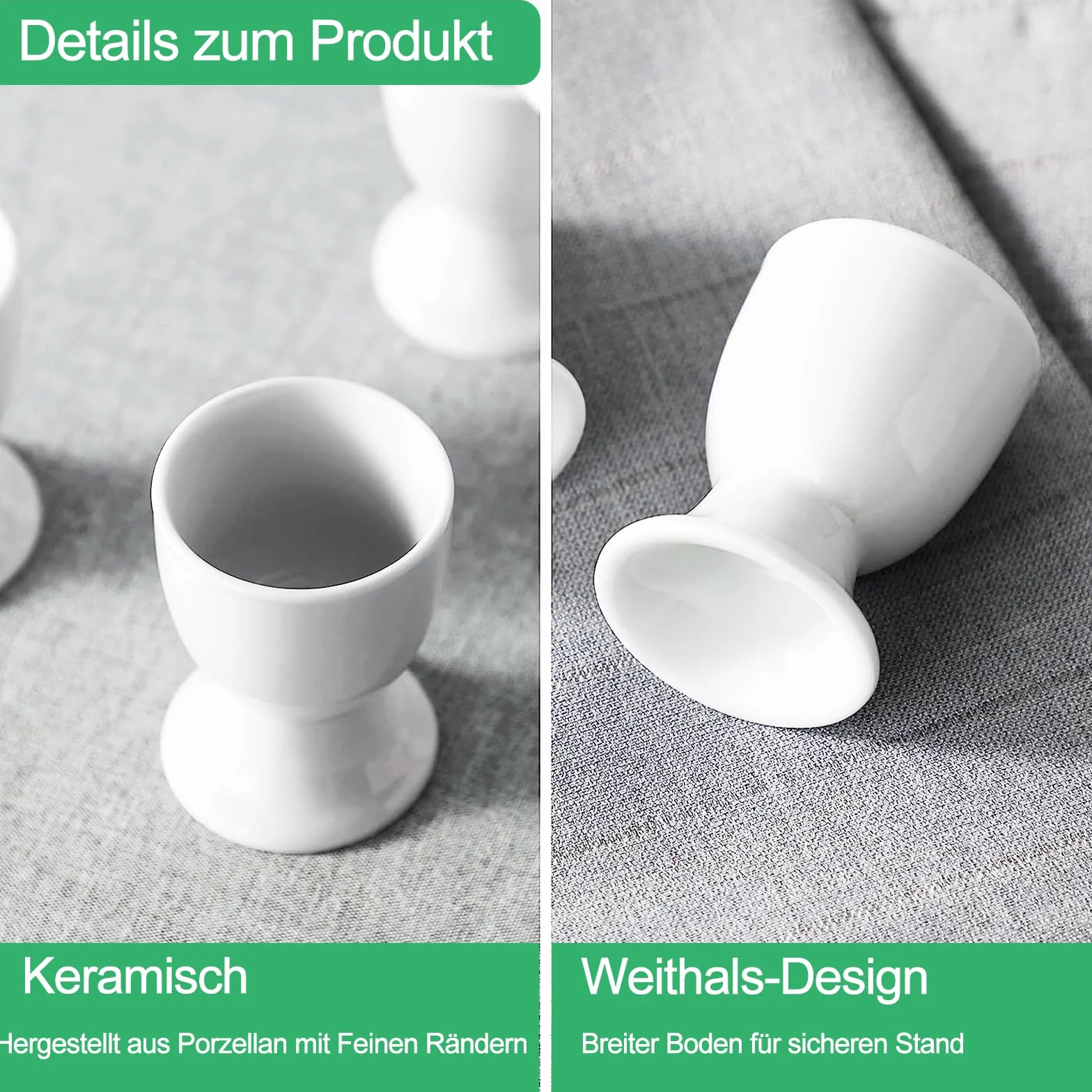 Porcelanowe kieliszki do jajek 6 sztuk 7x5,2 cm białe ceramiczne