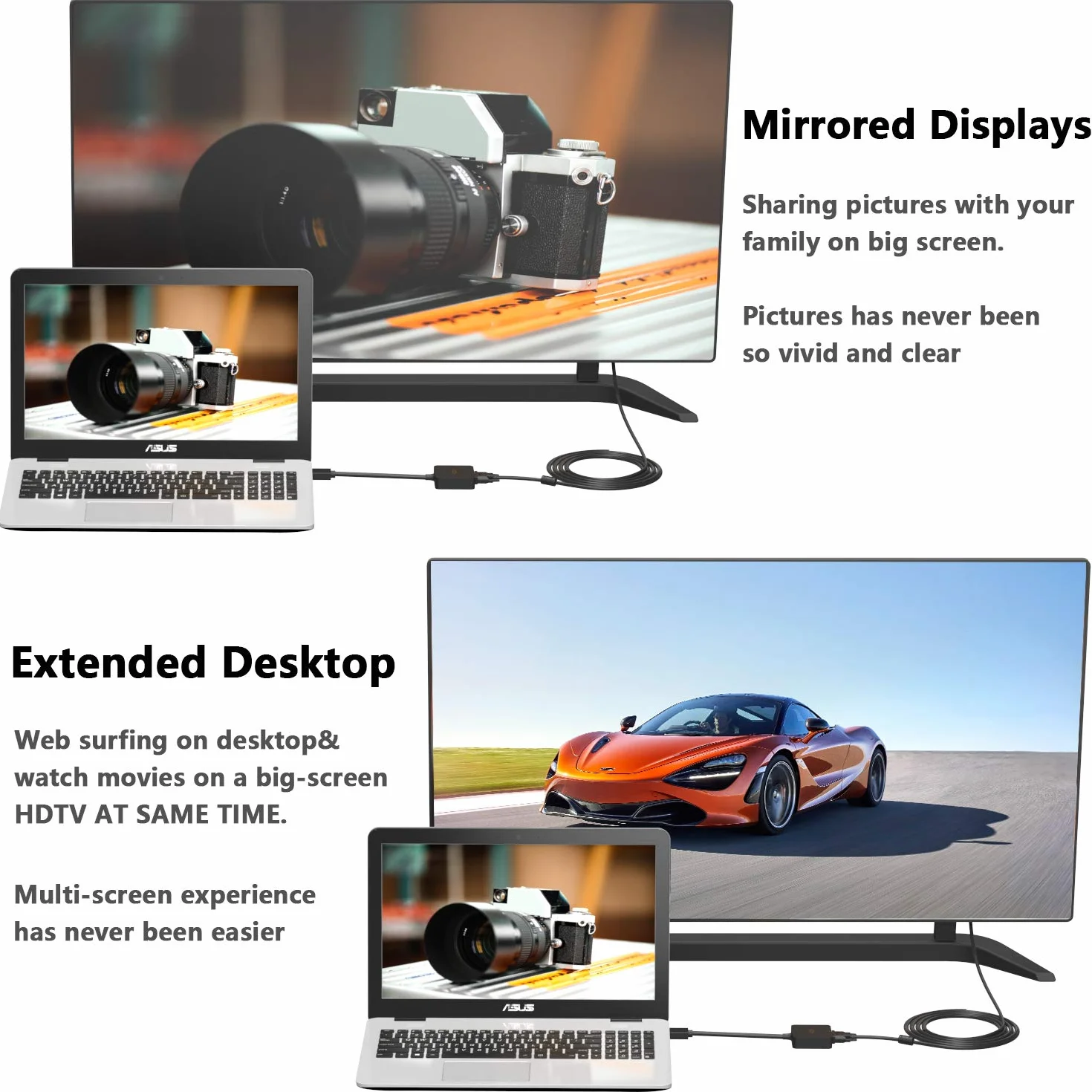 ICZI Adapter HDMI na VGA 1080p 60Hz HDTV HDMI wtyczka do gniazda VGA, konwerter do PC, laptopa, Chromebook, Raspberry Pi, TV i wielu innych - 2 Pakiety