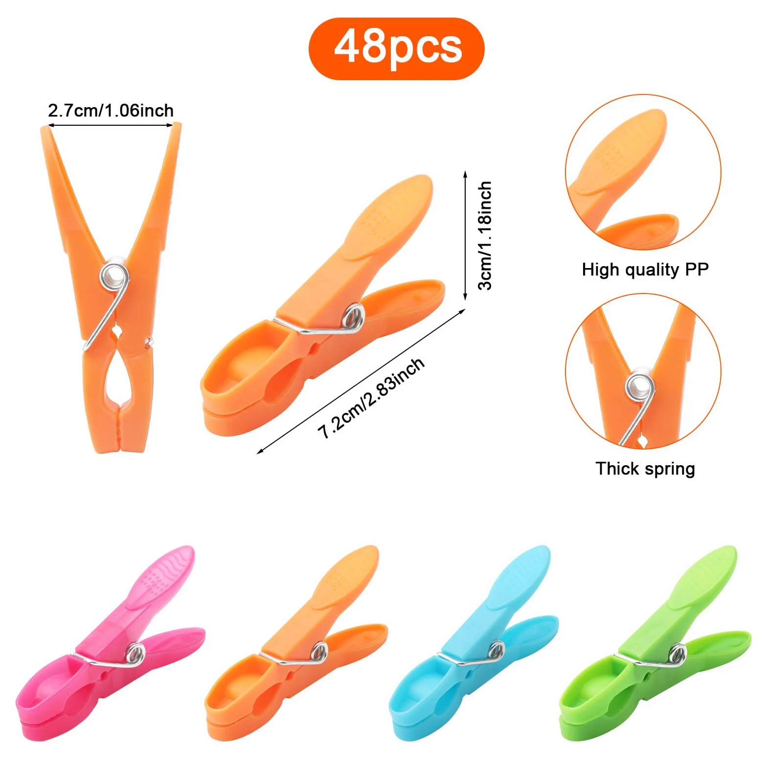 Plastikowe klipsy do bielizny 48 sztuk z koszykiem i torbą antypoślizgowe wiatroszczelne