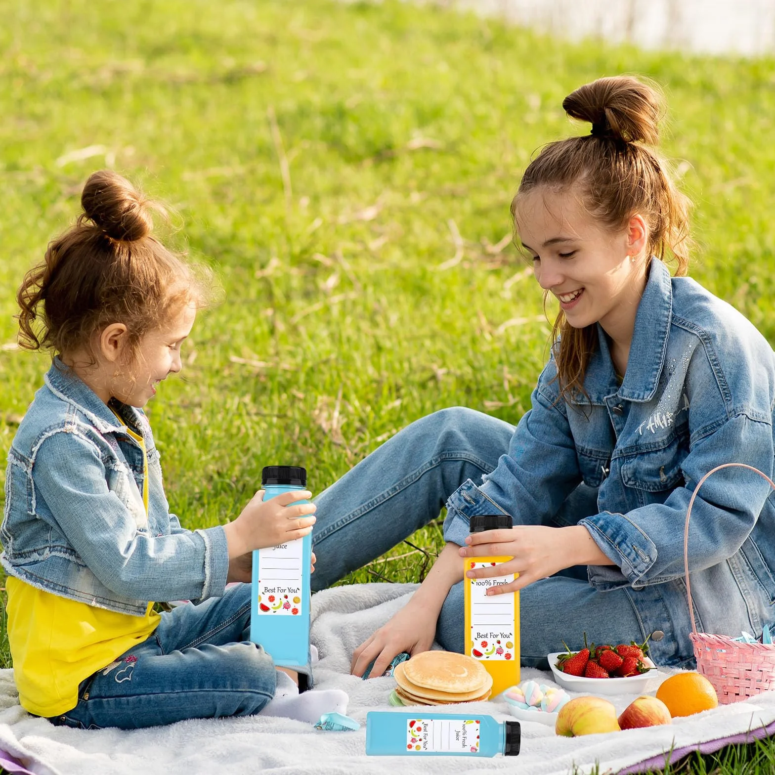 8 szt. 400 ml butelki do napełniania, puste plastikowe butelki do napełniania, wielokrotnego użytku, z tworzywa sztucznego, do smoothie, do napełniania, przezroczyste, do lodówki, sokowirówki, wody,