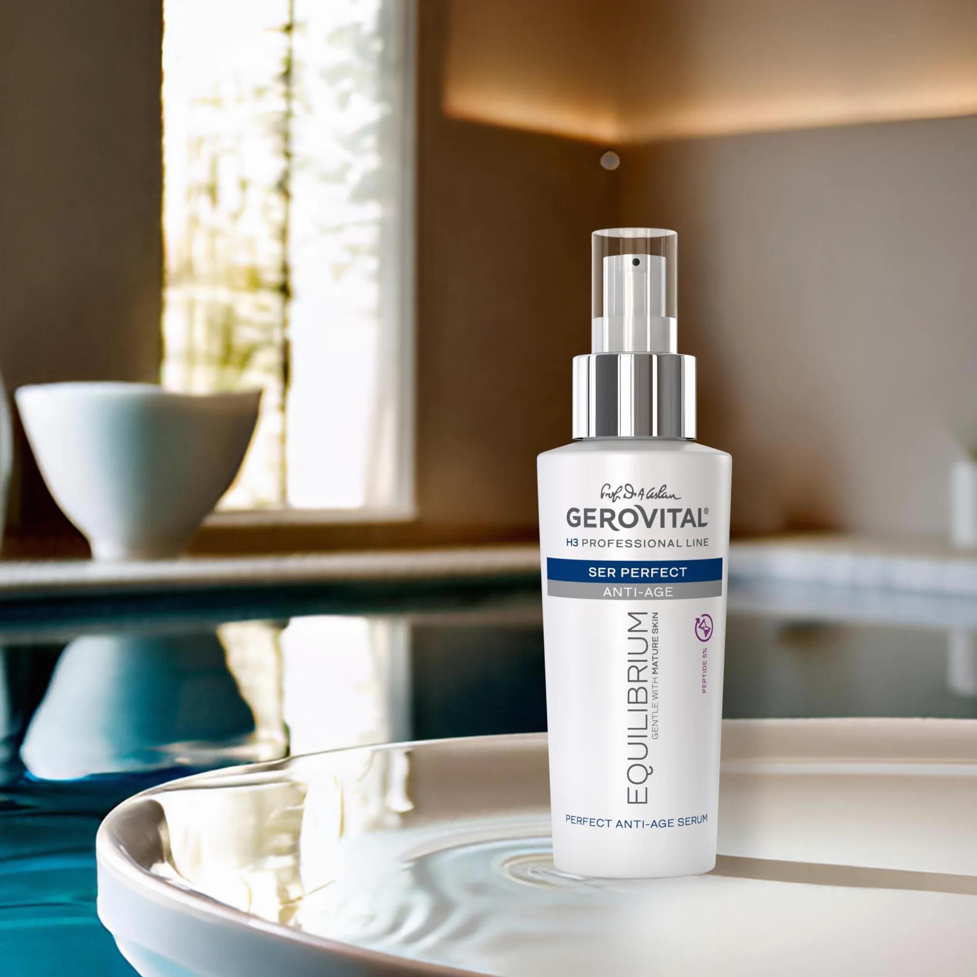 Gerovital H3 Equilibrium profesjonalne serum do twarzy z 5% peptydami – przeciwzmarszczkowy i intensywny zabieg nawilżający dla skóry dojrzałej, suchej i pomarszczonej, 100 ml