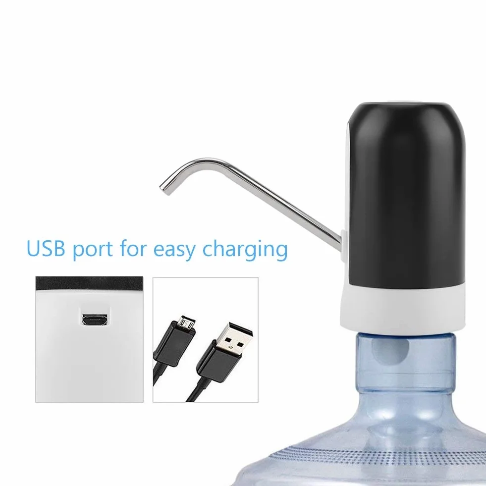 Pompa do butelek na wodę, ładowanie przez USB, pompa wodna, możliwość ponownego ładowania, automatyczna pompa wody pitnej, przenośny elektryczny dozownik pompy wody LED do domu, biura, na kemping, do