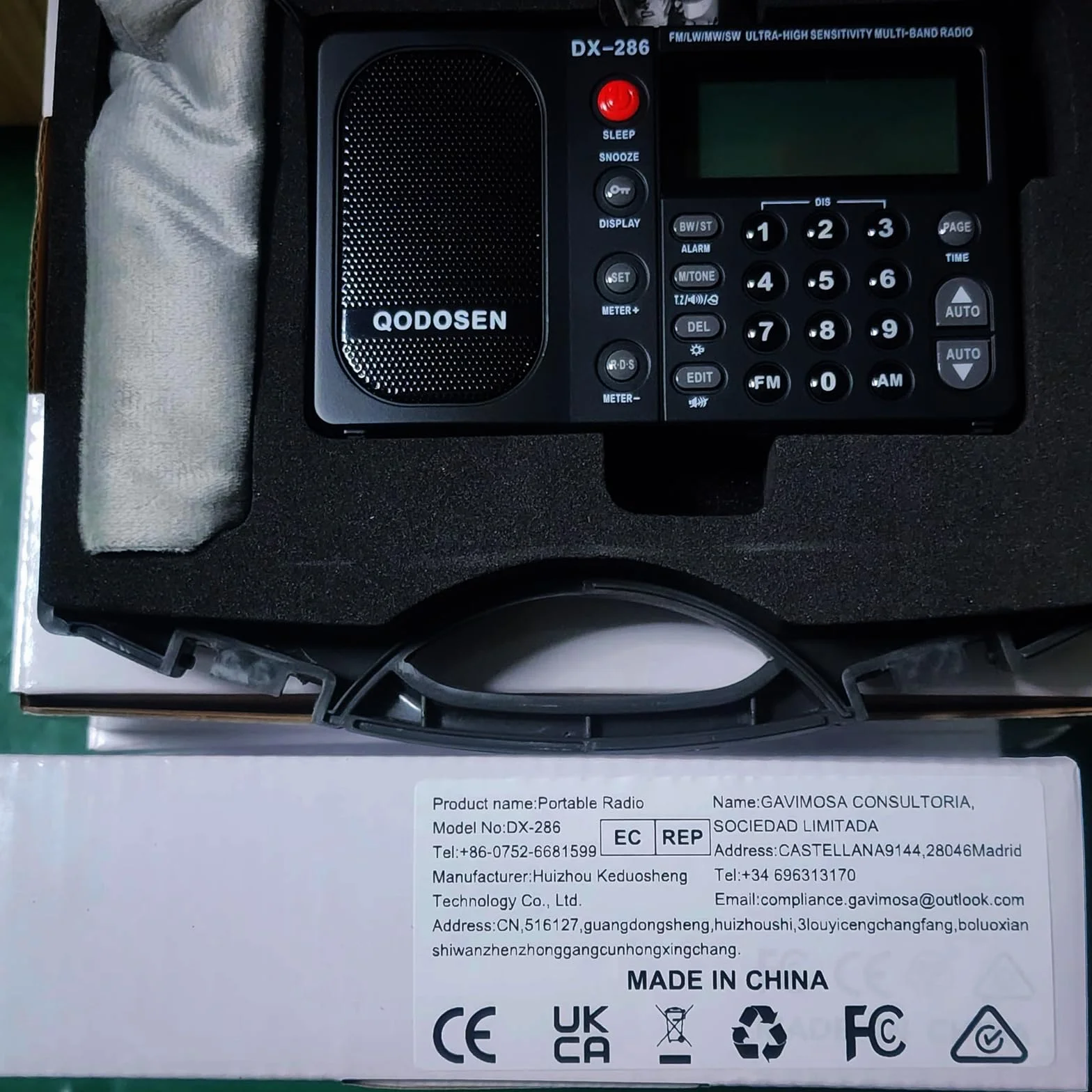 DX-286 Przenośne radio krótkofalowe FM Stereo/AM/LW/SW Bardzo czułe radio pełnopasmowe wykorzystujące układ TEF6686, wyposażone w wyświetlacz LCD, budzik RDS i akumulator 18650 (czarne)