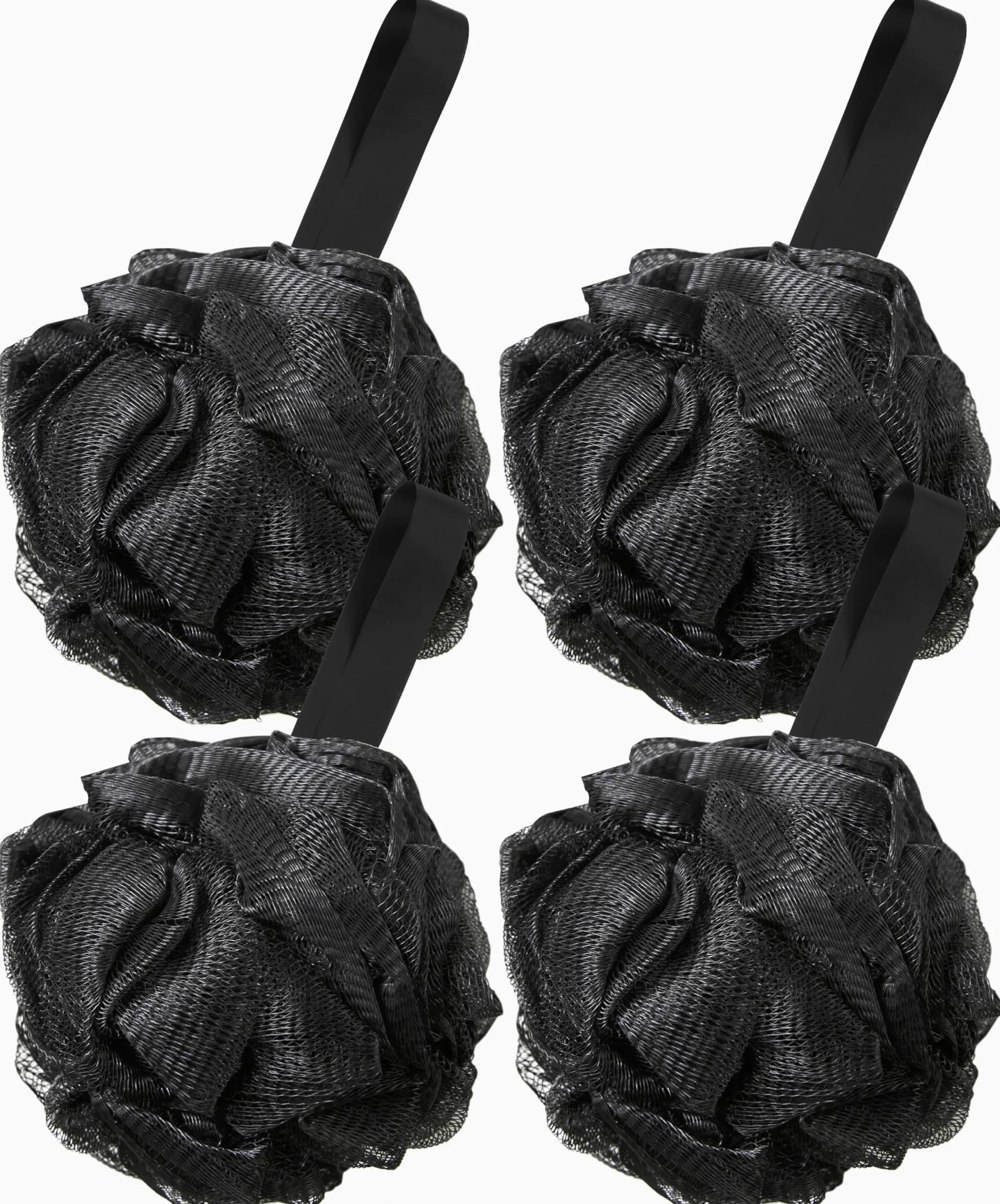 Black Loofah Gąbki pod prysznic I (4-pak) Płuczki do ciała do użytku pod prysznicem I gąbki do kąpieli do szorowania pod prysznic do ciała I Loofah złuszczająca szczotka do ciała akcesoria prysznicowe
