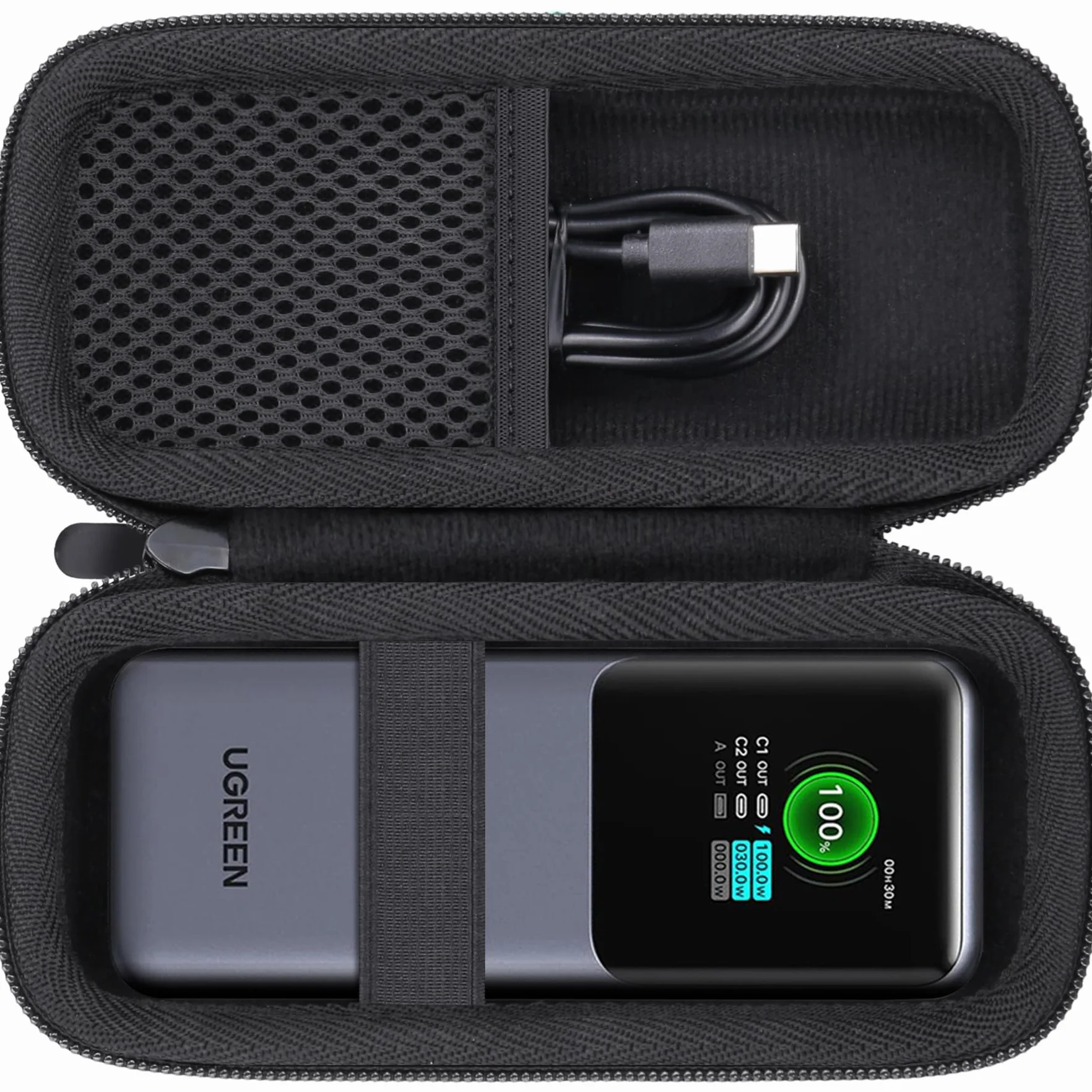 Aenllosi Dla UGREEN Nexode Power Bank 20000mAh 130W (PB721, PB723) / 20000mAh 165W (PB726) Podróżny twardy futerał ochronny do power banku, czarny (tylko etui)