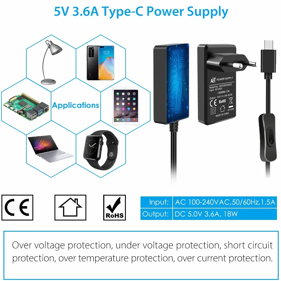 GeeekPi Zestaw startowy dla Raspberry Pi 4 8 ​​GB, płyta Pi 4 8 ​​GB RAM, karta SD 128 GB i karty SD, pasywna konstrukcja aluminiowa, 5 V 3,6 A Netzteil z EIN-/Ausschalter, 2 szt. Kabel HDMI 4K