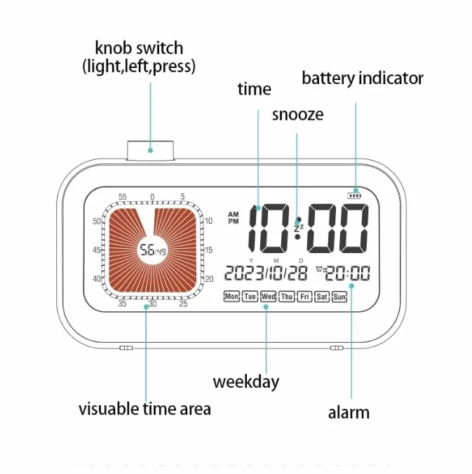 Cyfrowy zegar z wyświetlaczem 3 w 1 timer odliczanie 60 minut biały do domu kuchni szkoły