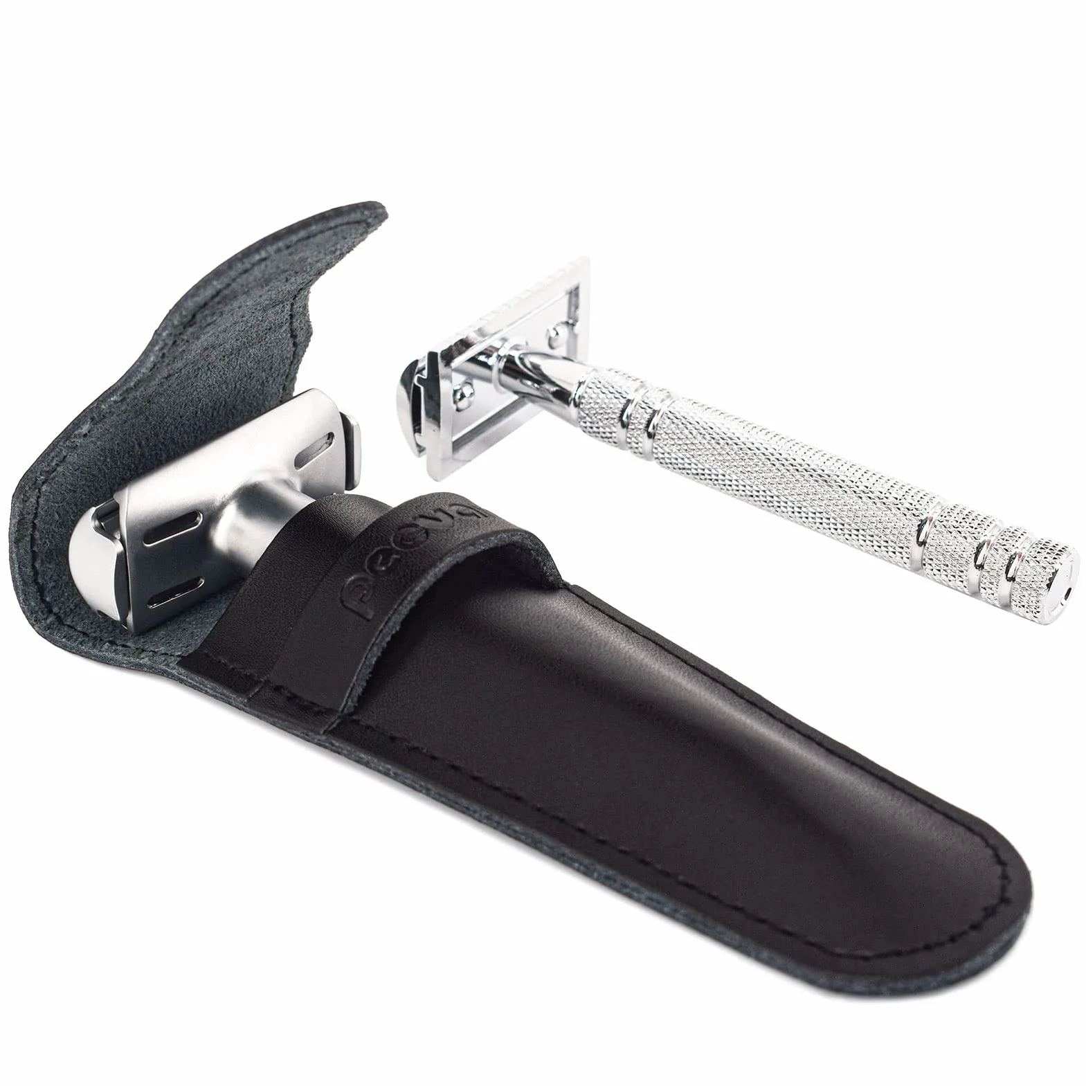 Oryginalna skórzana osłona ochronna na brzytwę ze skóry / Travel Case for Any Safety Razors - Brown Razor Case Keeps Your Double Edge Razor Blade Safe..., czarny, modny;