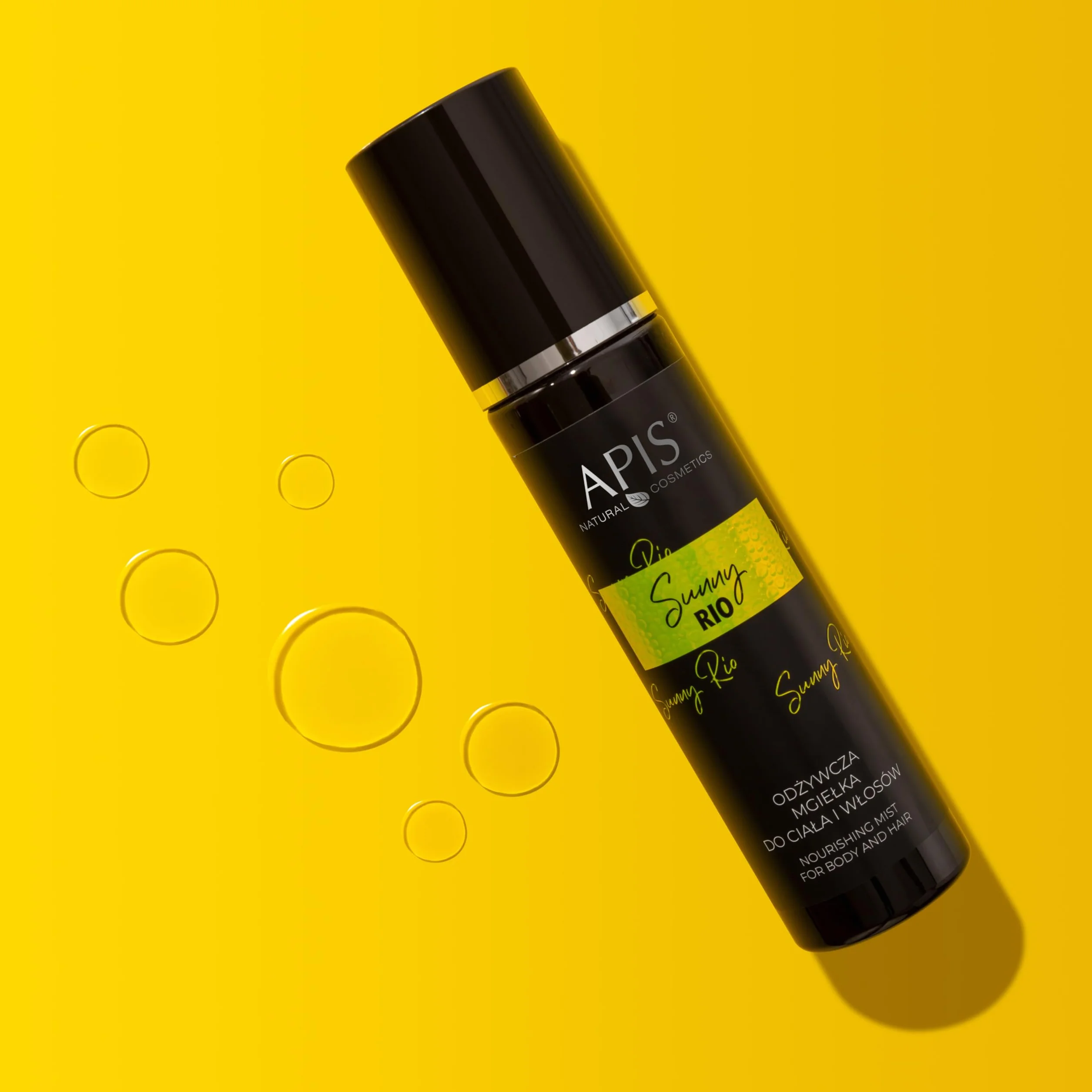 APIS SUNNY RIO spray do ciała i włosów, 150 ml, z jaśminem, migdałem, kokosem, kwasem hialuronowym i D-pantenolem – nawilżenie, pielęgnacja i tropikalny letni zapach