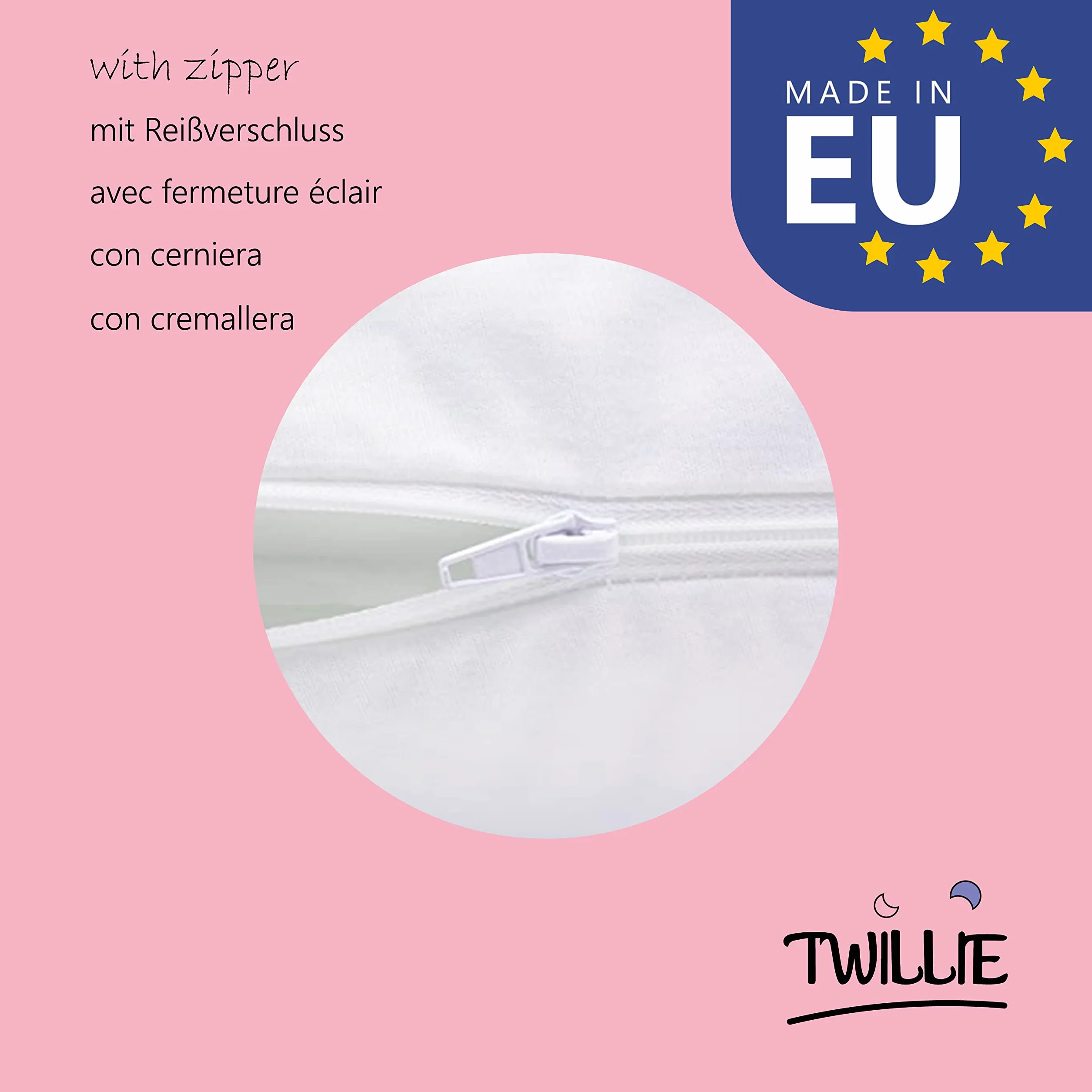 Twillie Zestaw 2 poszewek na poduszki wodoodporne 50 x 70 Oeko Tex® Antiroztocza Micro Oddychająca Ultra cienka