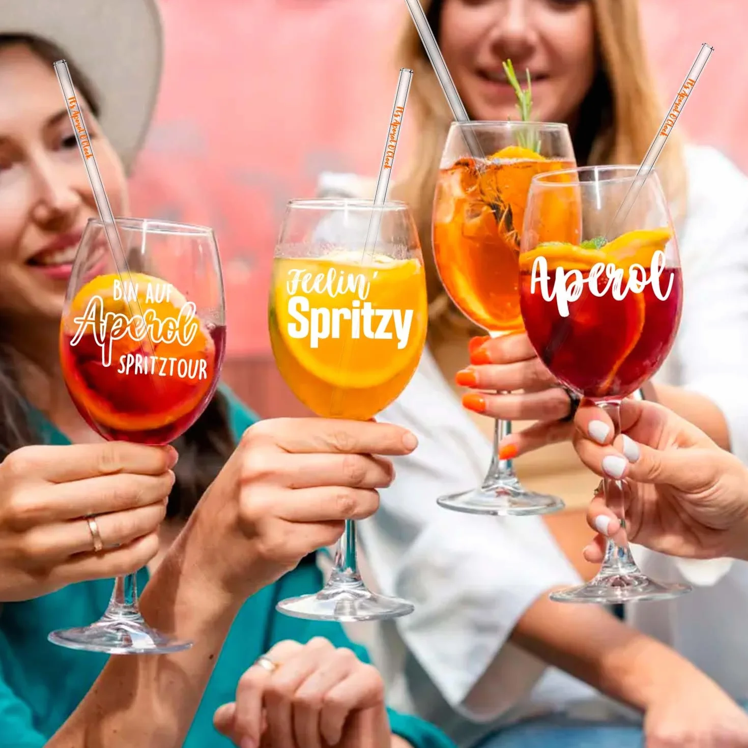 Aperol Spritz Zestaw 3 szklanek Aperol O'Clock szklane słomki podstawki korkowe
