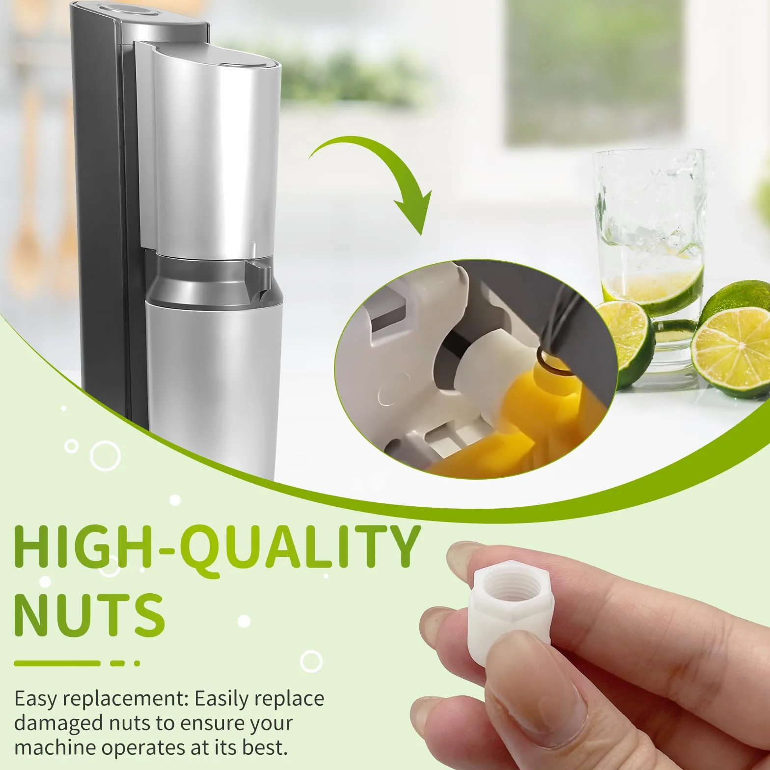 Sodastream Crystal 1.0 & 2.0 Nakrętki Zapasowe Zamienne - Zgodne z Modelem Duo, Jet, Fizzi