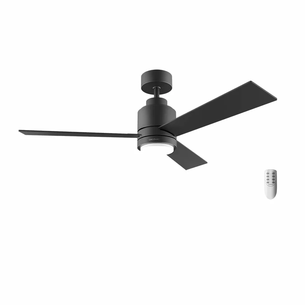 Cecotec Wentylator sufitowy EnergySilence Aero 4850 Style Black. 30 W, średnica 48 cali z 3 łopatkami, pilot zdalnego sterowania, silnik DC, 6 prędkości, zimowy brzęczyk i Natural Breeze
