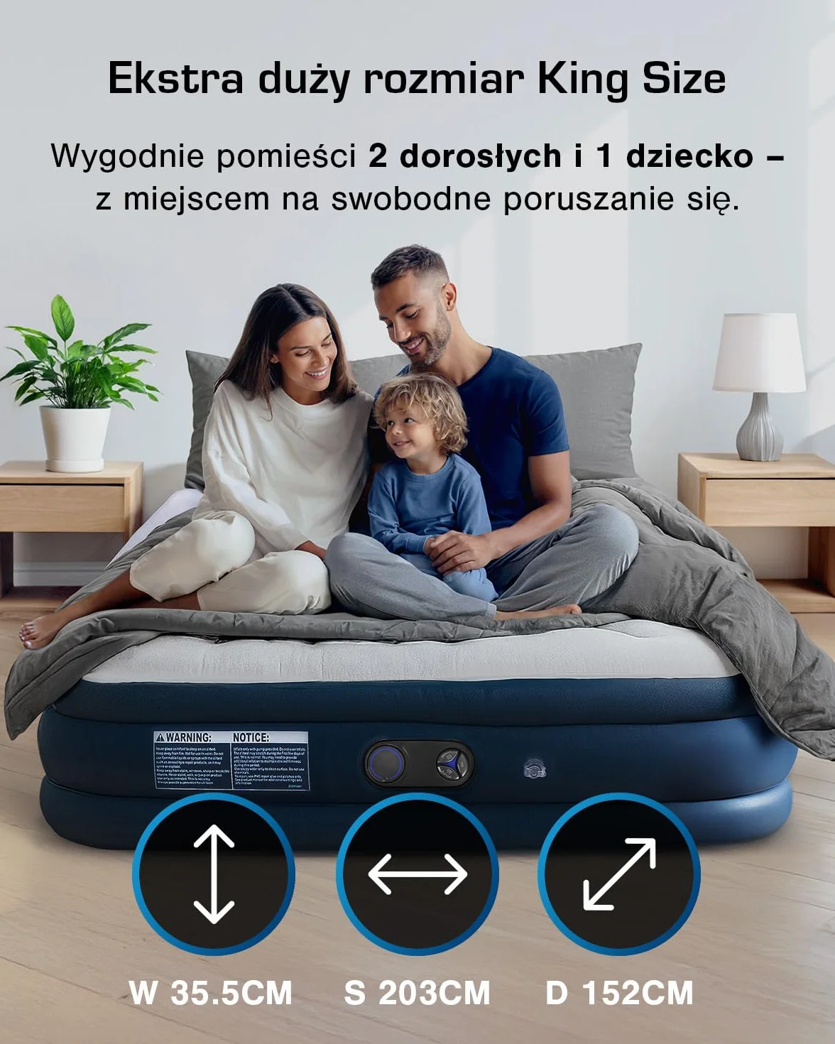 Active Era Materac Samopompujący Podwójny 200x150 cm z Wbudowaną Pompą Powietrza Wodoodporny