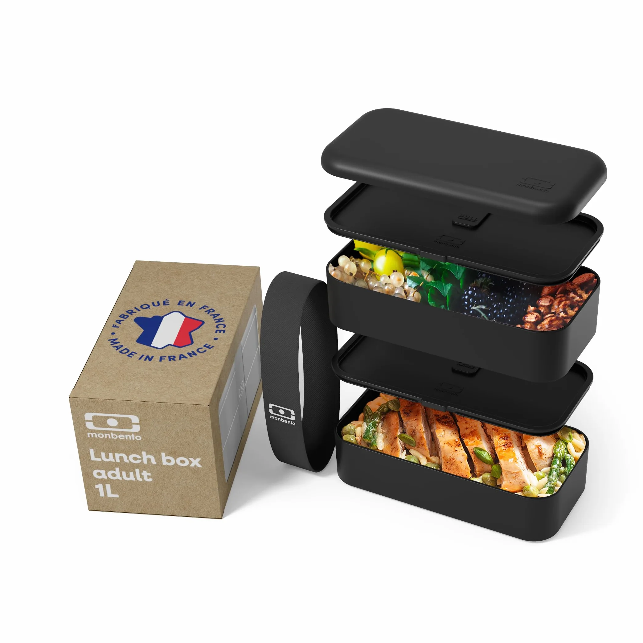 MONBENTO MB Original Onyx Bento box Dwupoziomowy hermetyczny lunch box Bez BPA Czarny