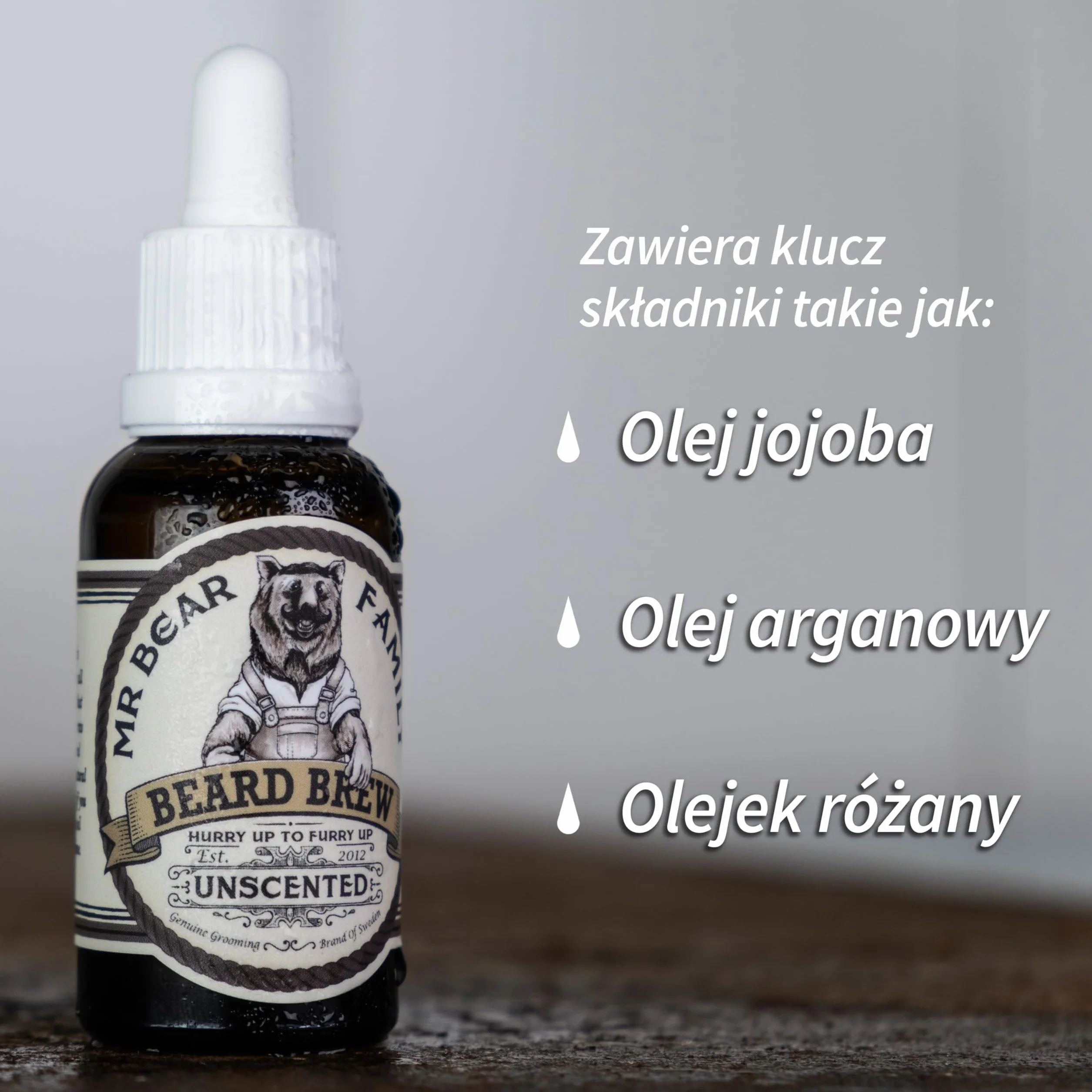 Natural Beard Oil for Men – UNSCENTED Beard Moisturizer Oil – Zawiera odżywczy jojoba + olejek arganowy – nawilżający zmiękczacz do brody dla mężczyzn dla zdrowszego wzrostu włosów 30ml
