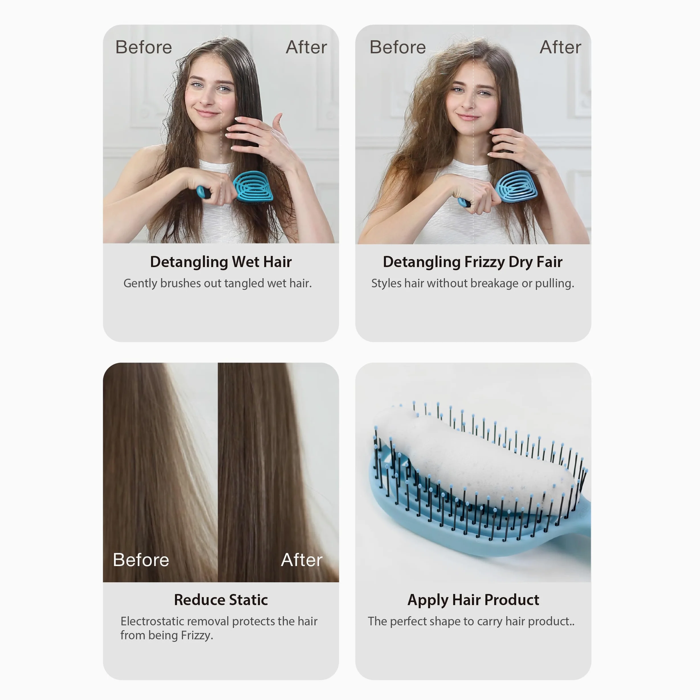 NuWay 4HAIR Opatentowana w USA podwójna zakrzywiona szczotka do rozczesywania DoubleC nadaje się do suszenia włosów (fioletowa)