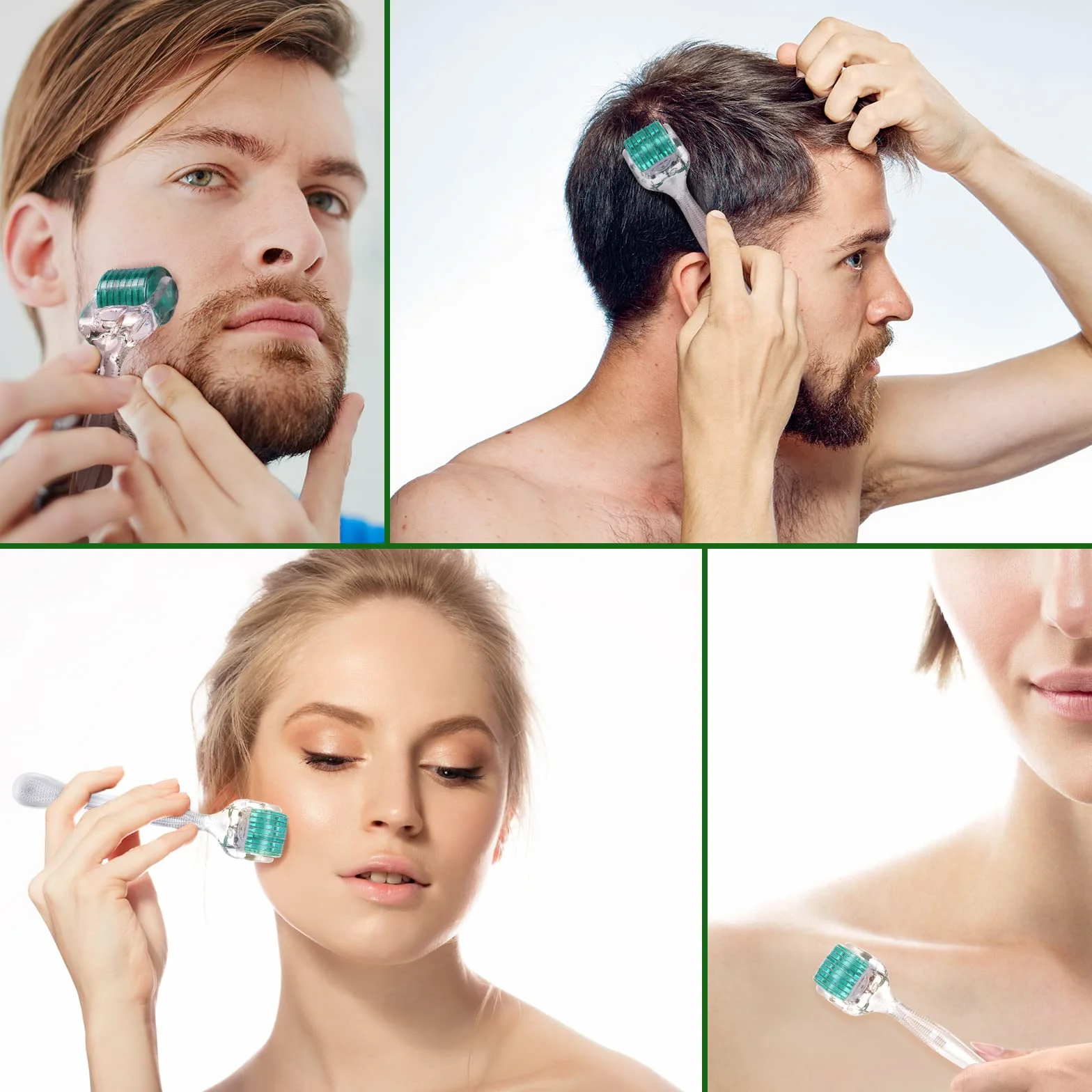 ACWOO Beard Roller 0,75 mm, Derma roller 192 prawdziwe igły 0,5 mm, derma roller do porostu brody, wałek mikroigiełowy do twarzy i ciała – ujędrnianie i modelowanie dla mężczyzn i kobiet