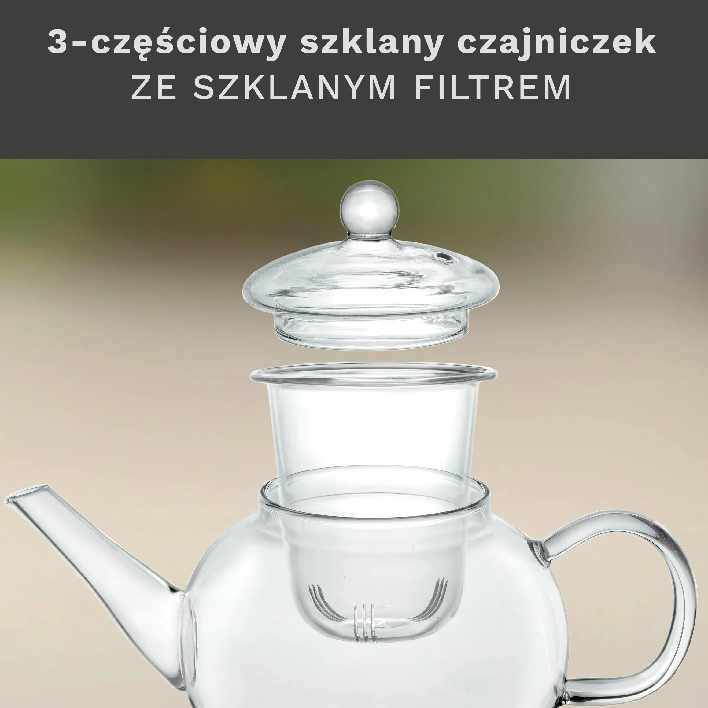 Creano Szklany czajniczek 0,8 l, szkło borokrzemowe, 3-4 kubki, pudełko prezentowe